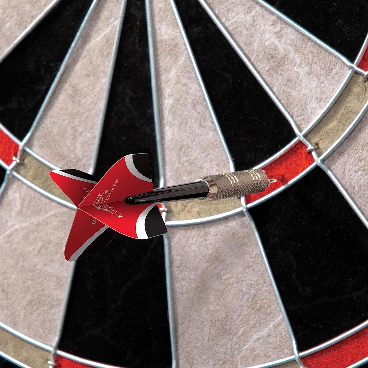 EastPoint Tournament Bristle Dartboard - 18-Inch, Red/Black - Self-Healing Sisal & Steel Tip Darts - Deluxe LED Scoring System for Electronic Dart Board - Easy-Mount Cabinet for Game Room Decor