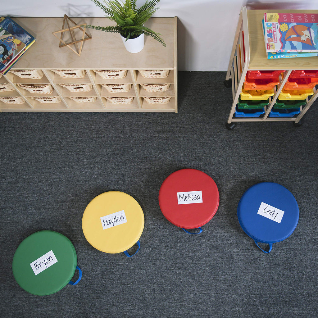 Factory Direct Partners SoftScape 15 inch Square Classroom Floor Cushions with Handles; Flexible Seating for Daycare, Preschool, Playroom; 2 inch Thick Deluxe Foam (6-Piece) - Assorted, 12228-AS