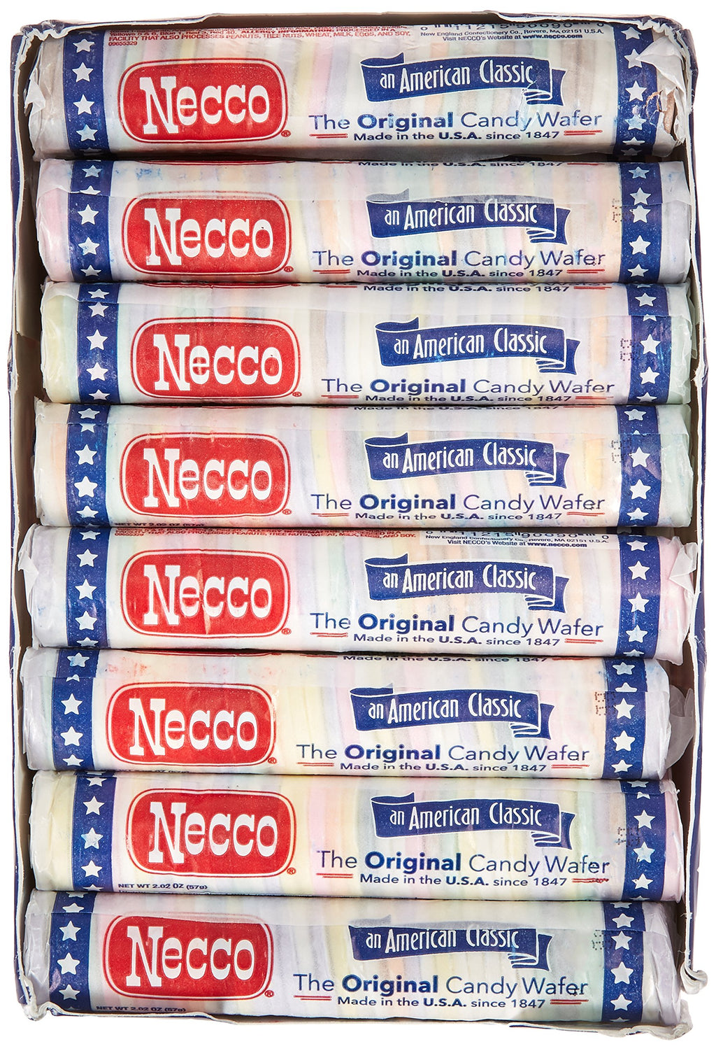 Necco Wafers Original Chocolate Flavored Hard Candy Rolls - Bundle of 6 Rolls, 2.02oz