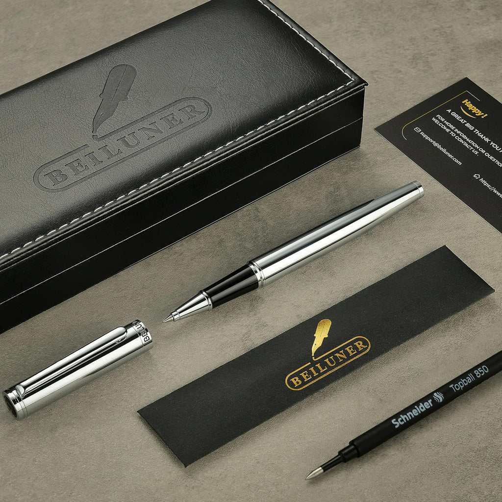 BEILUNER Luxury Rollerball Pen,24K Gold Trim,Noble and Elegant Designs,Schneider Ink Refill, Best Roller Ball Pen Gift Set for Men & Women, Professional, Executive Office, Nice Pens