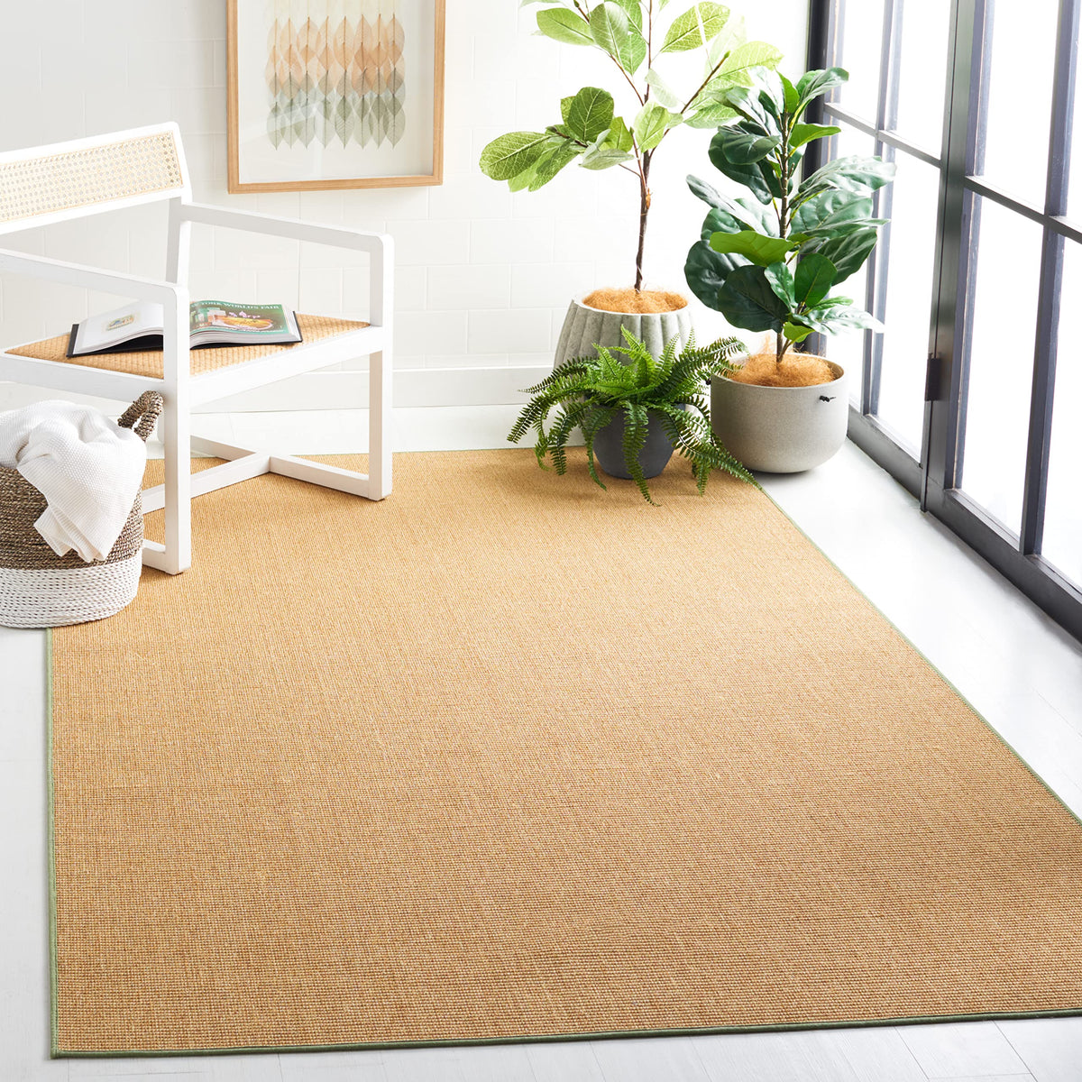 Martha Stewart x SAFAVIEH Area Rug Collection - 1'9" x 2'10", Beige & Ivory, Sisal & Jute, Farmhouse Style, Ideal for Living Room, Bedroom, Office, Dining Space (MSR9501C)