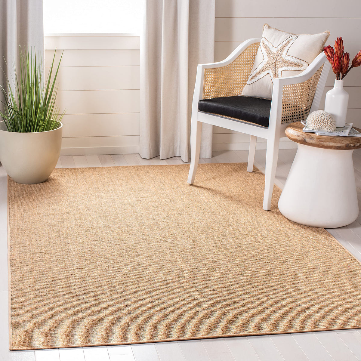Martha Stewart x SAFAVIEH Area Rug Collection - 1'9" x 2'10", Beige & Ivory, Sisal & Jute, Farmhouse Style, Ideal for Living Room, Bedroom, Office, Dining Space (MSR9501C)