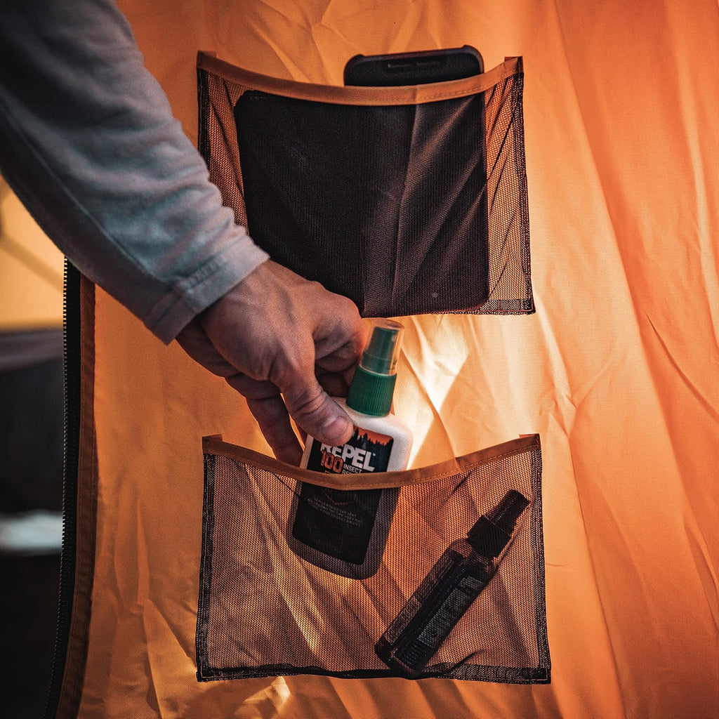 Gazelle T4 Plus Extra Large 4 to 8 Person Portable Pop Up Outdoor Shelter Camping Hub Tent with Rain Fly & Extended Screened in Sun Room, Orange