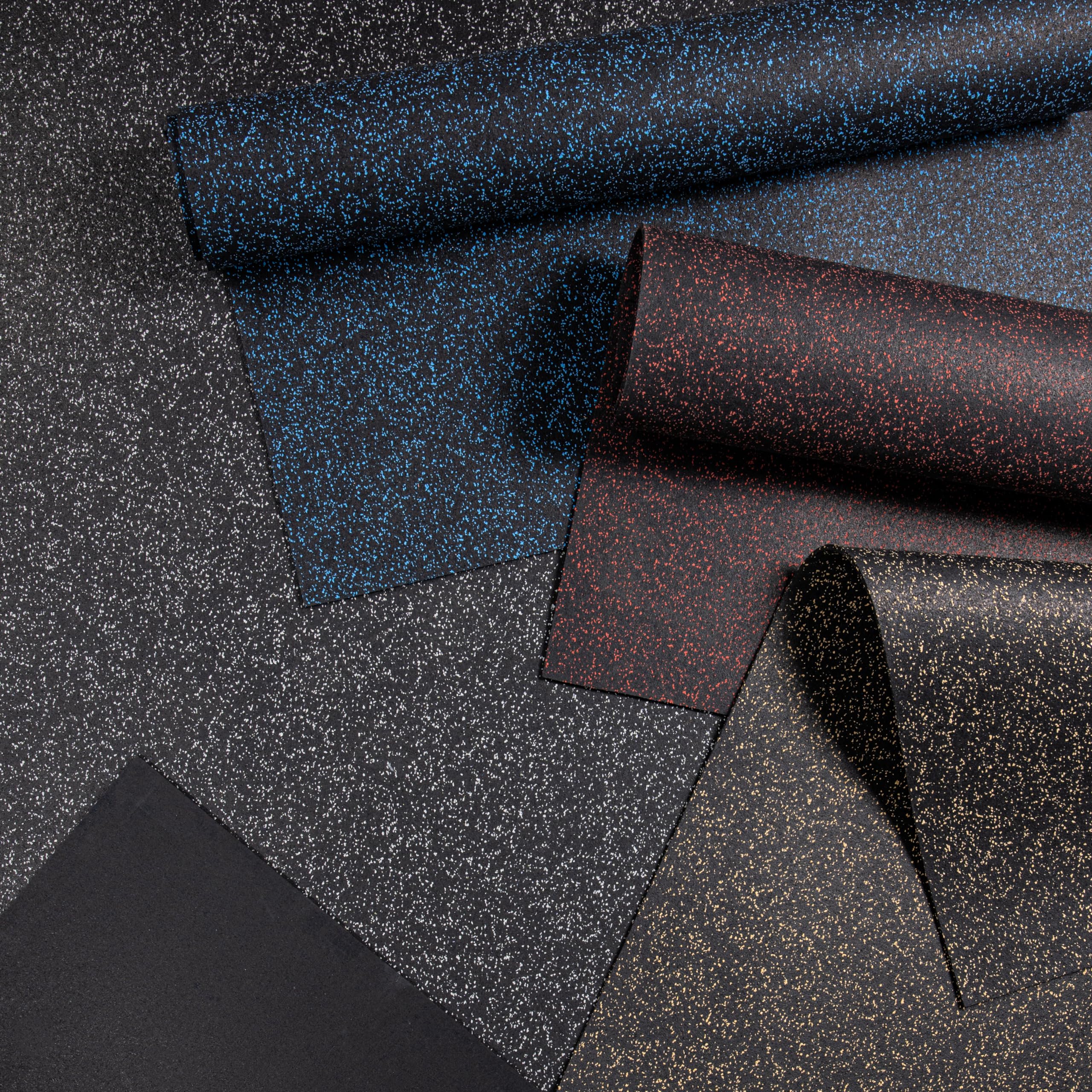 Playsafer Genaflex Rubber Gym Floor Mat, Heavy Duty Commercial Protective Gym Flooring Roll - 8mm Thick (10% Blue, 4' X 4')