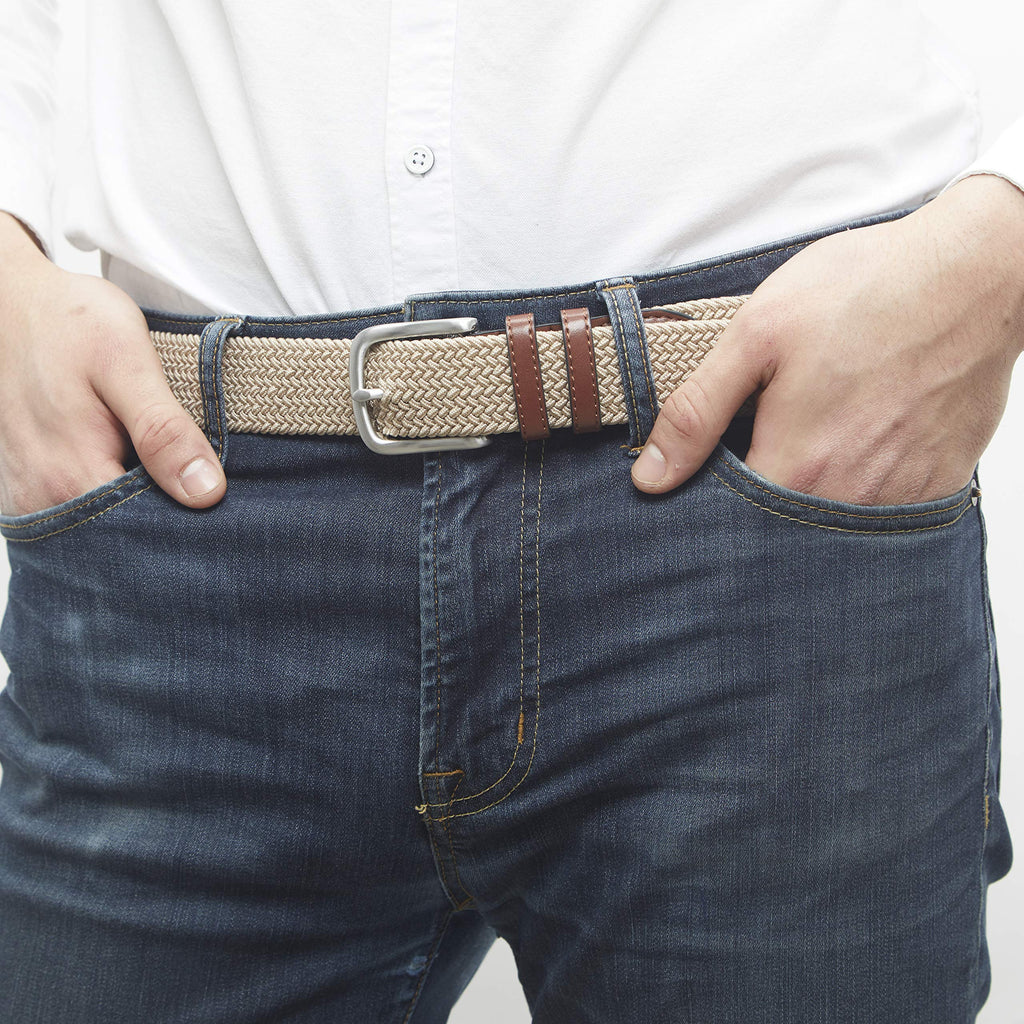 Amazon Essentials Men's Stretch Woven Braid Belt for Jeans