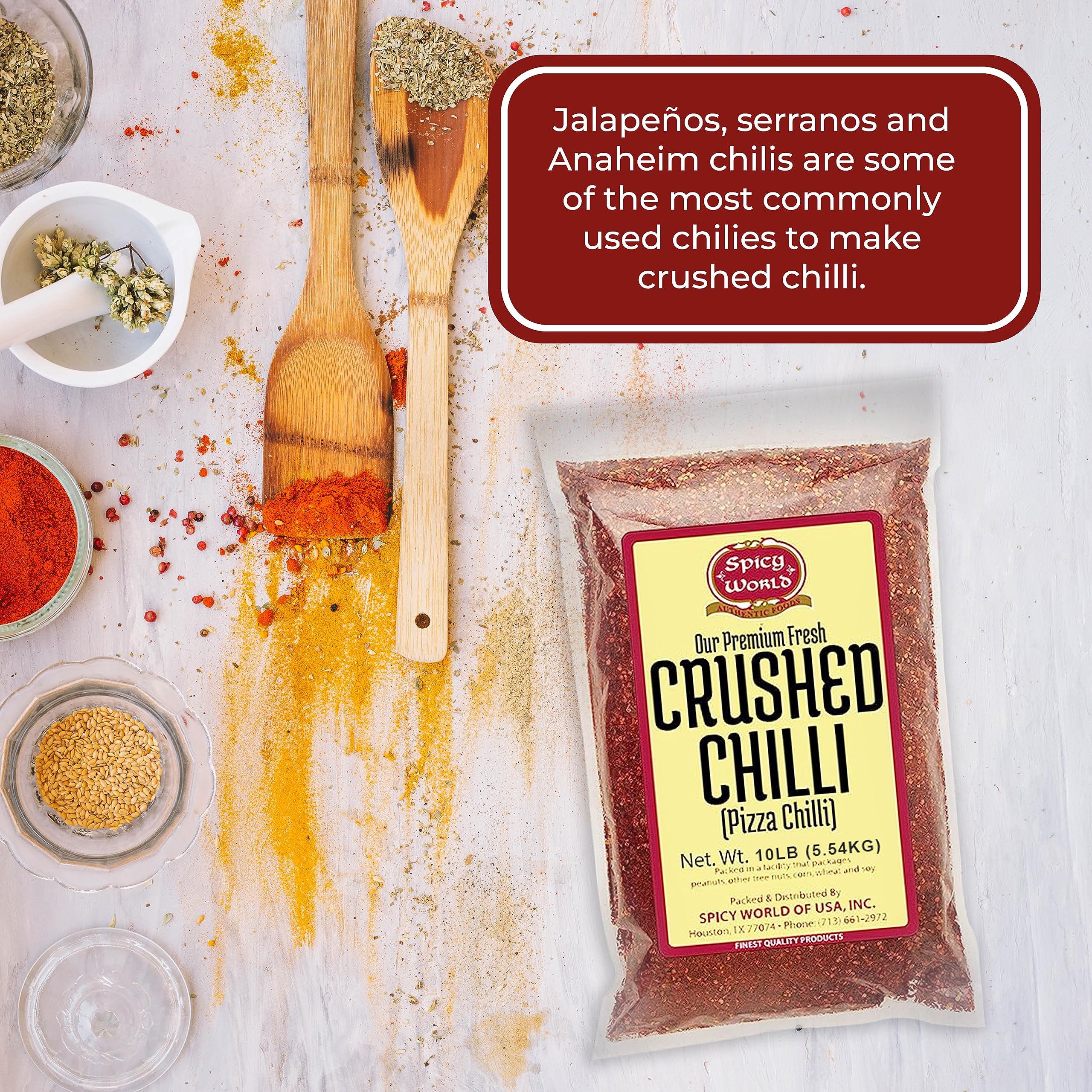 Crushed Red Pepper Flakes 5 Pound Bulk Value Pack - Chili Flakes - by Spicy World