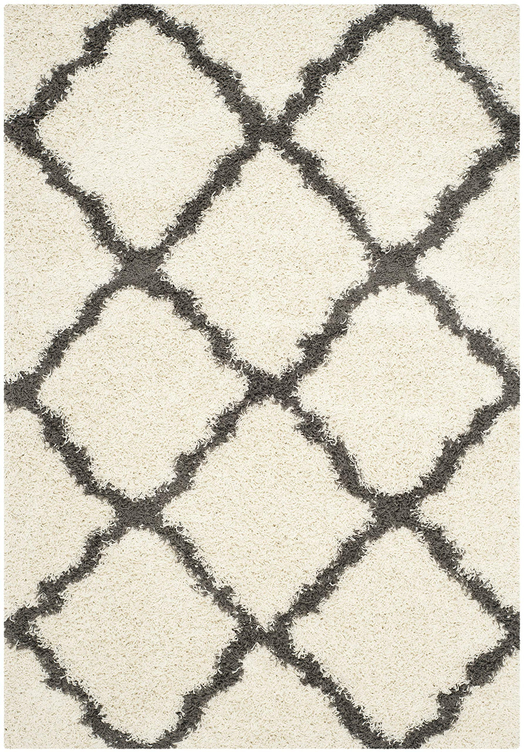 SAFAVIEH Dallas Shag Collection Accent Rug - 2'3" x 4', Beige & Ivory, Trellis Design, Non-Shedding & Easy Care, 1.5-inch Thick Ideal for High Traffic Areas in Entryway, Living Room, Bedroom (SGD257D)