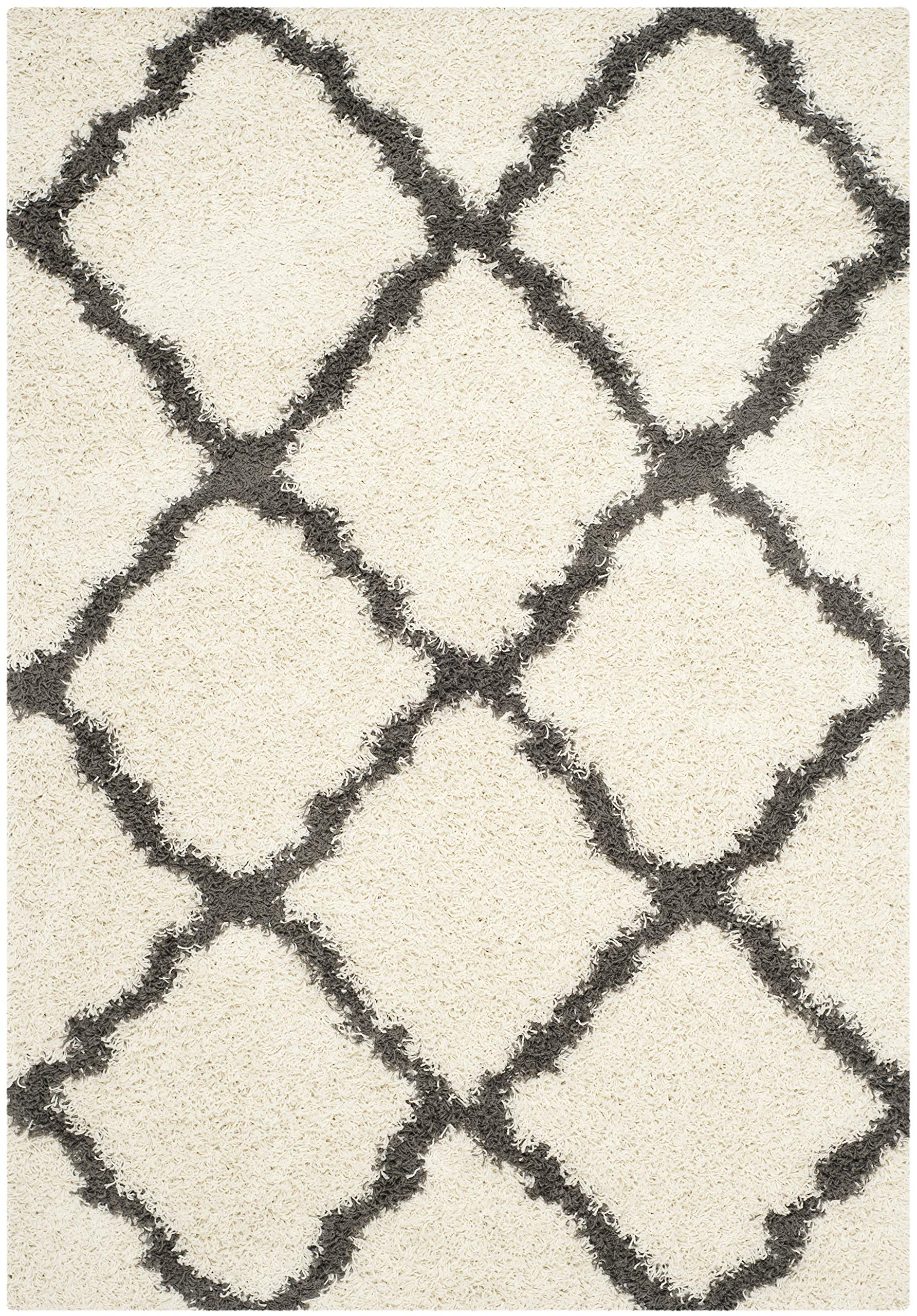 SAFAVIEH Dallas Shag Collection Accent Rug - 2'3" x 4', Beige & Ivory, Trellis Design, Non-Shedding & Easy Care, 1.5-inch Thick Ideal for High Traffic Areas in Entryway, Living Room, Bedroom (SGD257D)