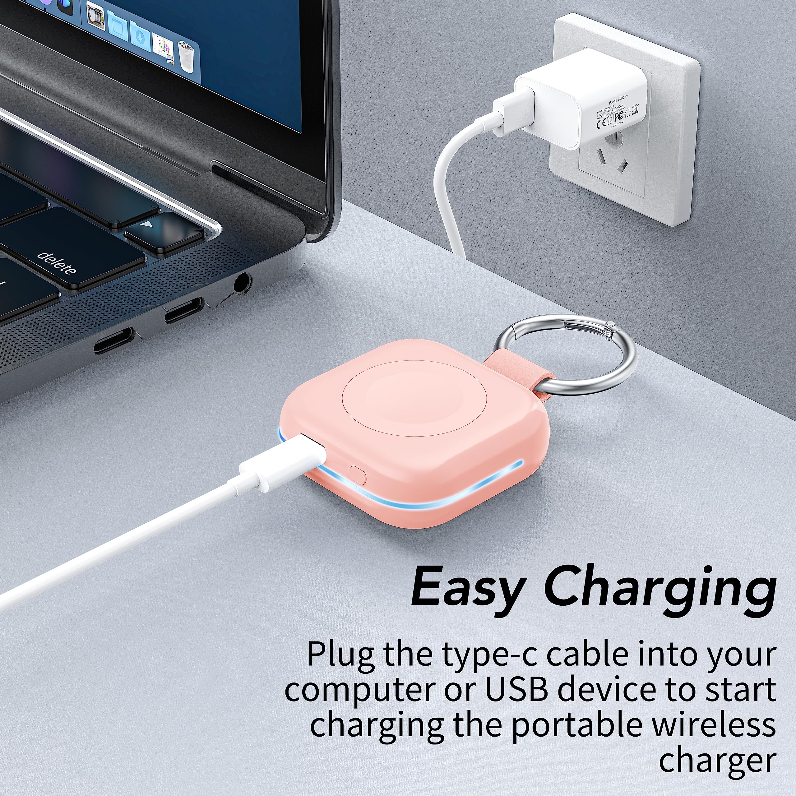 HUOTO Portable Charger for Apple Watch,Wireless Magnetic iWatch Charger 1200mAh Power Bank Travel Keychain Accessories Smart Chargers for Apple Watch Series 11/10/9/8/7/6/SE/5/4/3/2/1/UItra/UItra 2