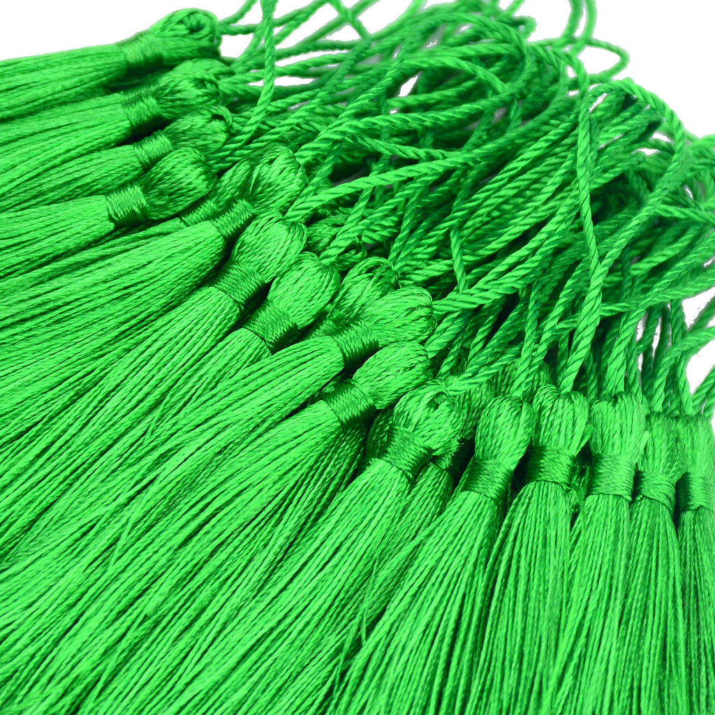 Makhry 100pcs 13cm/5 Inch Silky Floss Bookmark Tassels with 2-Inch Cord Loop and Small Chinese Knot for Jewelry Making, Souvenir, Bookmarks, DIY Craft Accessory (Dark Grey)