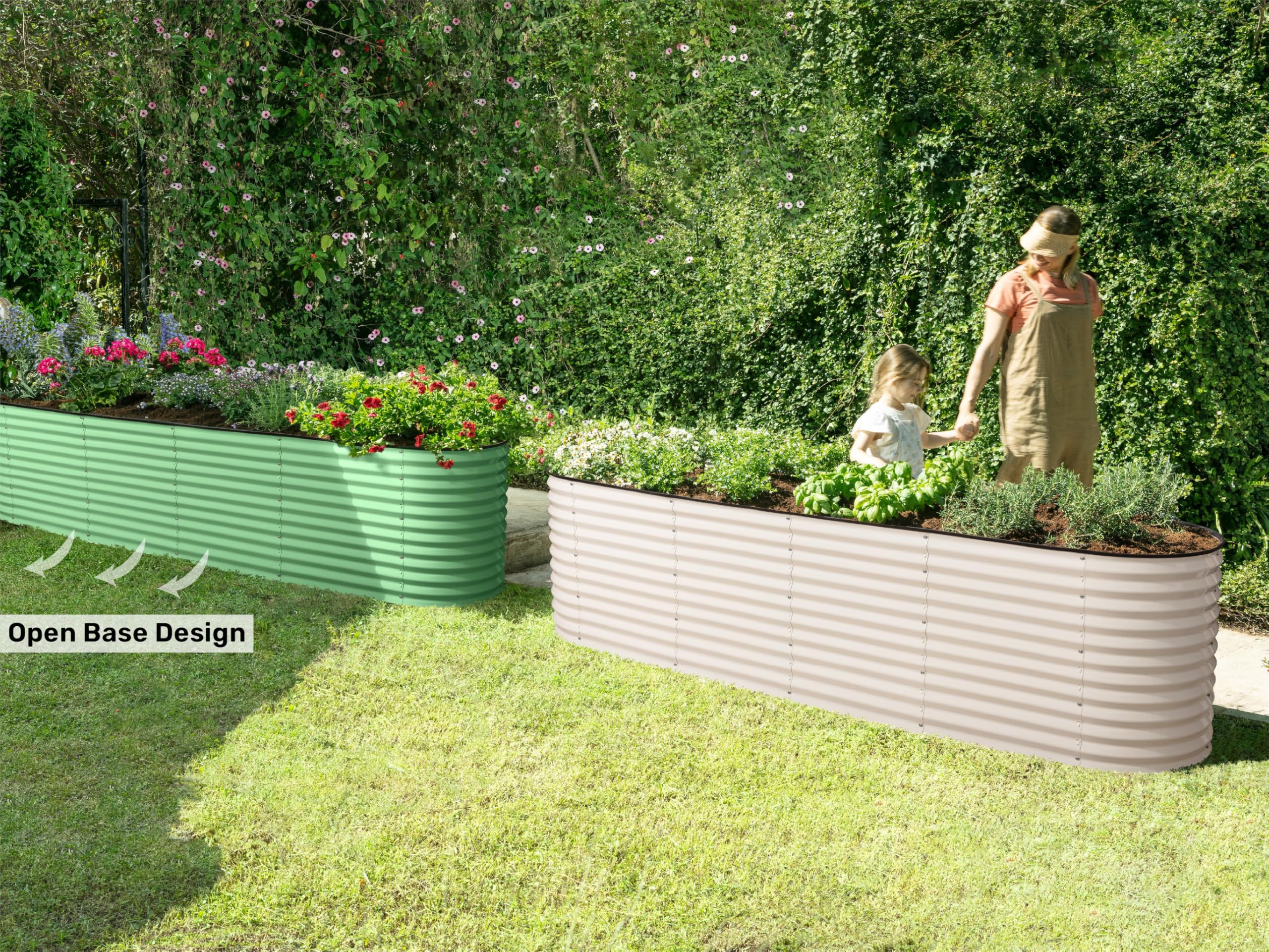 9-in-1 Galvanized Steel Raised Garden Bed // 8×2×1.5 ft Modular Planter for Gardening, Vegetables, Flowers // 18" Tall Metal Raised Garden Beds Outdoor (Dark Green) // Patented Design Planter Box