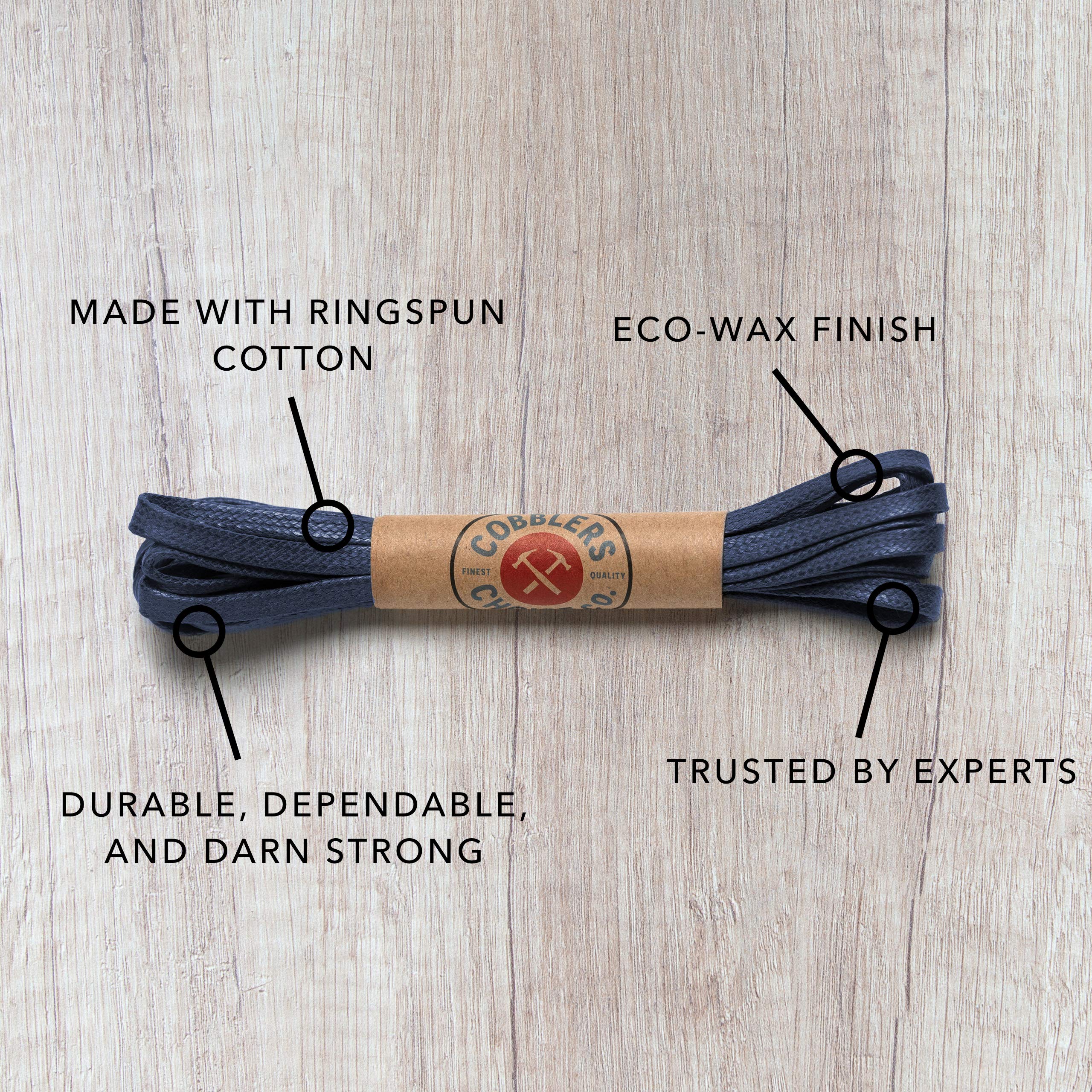 Premium Flat Waxed Cotton Boot Laces - Cobbler's Choice Shoe Laces - Durable and Beautiful!
