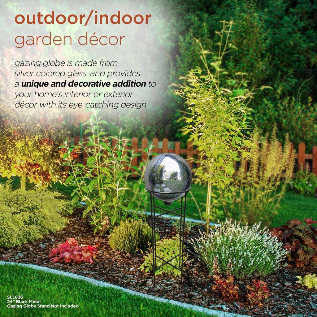 Alpine Corporation | 10" Indoor/Outdoor Glass Gazing Globe — Festive Garden & Yard Décor Accent — Blue