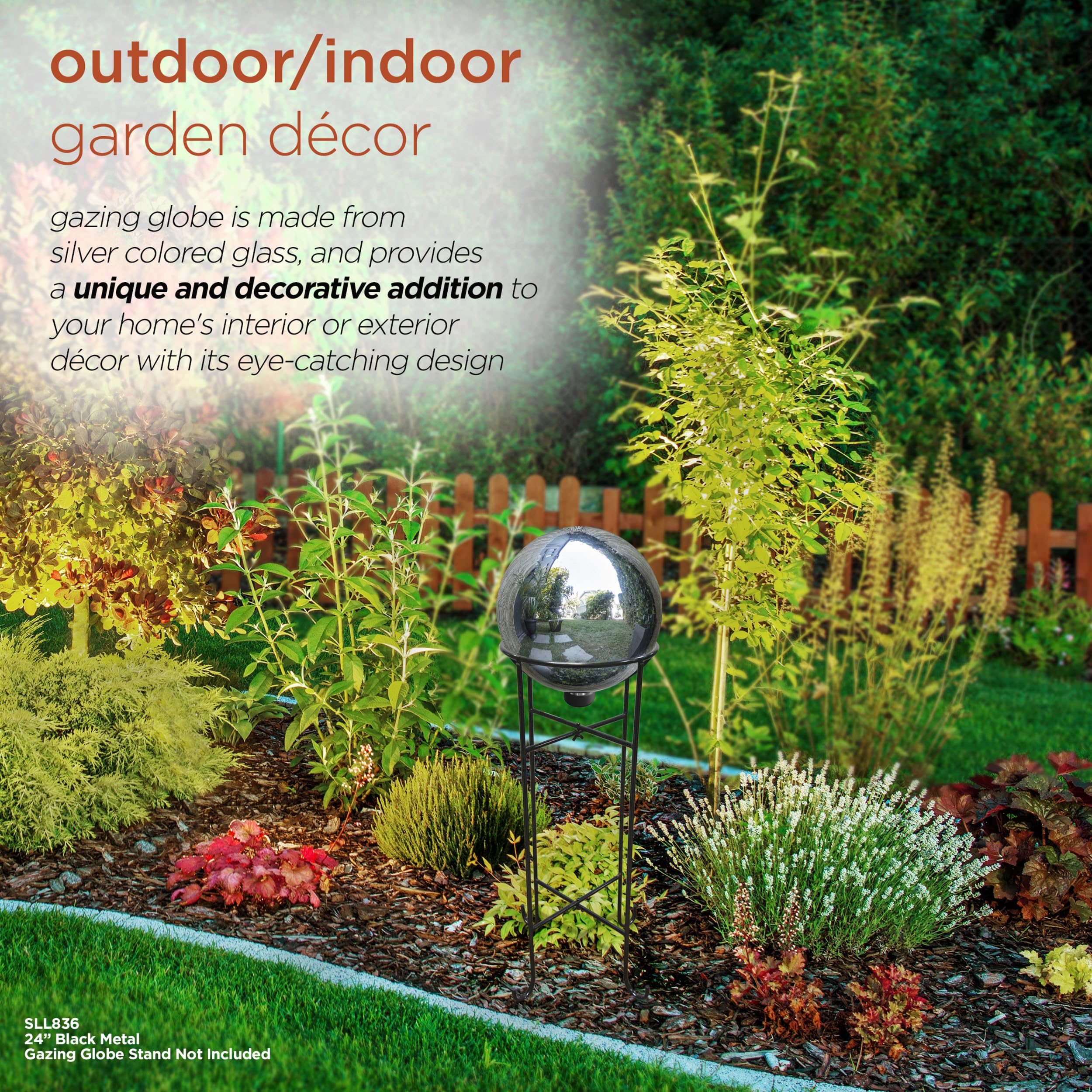 Alpine Corporation | 10" Indoor/Outdoor Glass Gazing Globe — Festive Garden & Yard Décor Accent — Blue