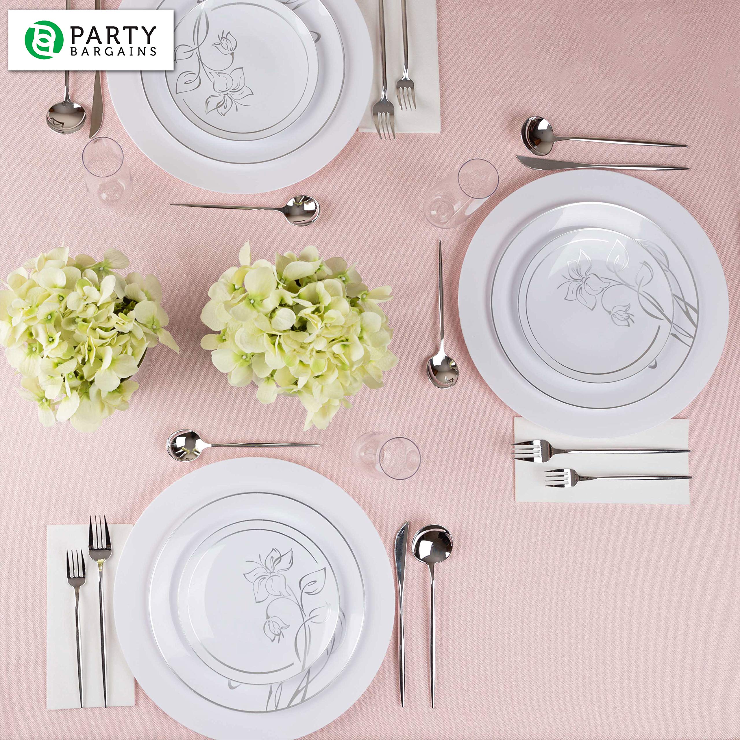PARTY BARGAINS 13-Inch Charger Plates - 96 Pack, Clear Gold Rim, Heavy-Duty Disposable Chargers for Elegant Dining - Ideal for Weddings and Formal Events