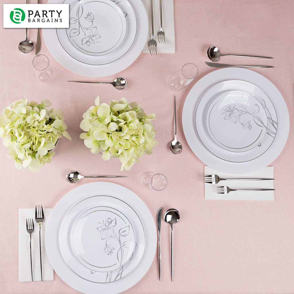 PARTY BARGAINS 13-Inch Charger Plates - 96 Pack, Clear Gold Rim, Heavy-Duty Disposable Chargers for Elegant Dining - Ideal for Weddings and Formal Events
