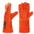 QeeLink Welding Gloves - Heat Resistant Leather and Fireproof Stitching for Fireplace Fire Pit Wood Stove BBQ Gardening Gear