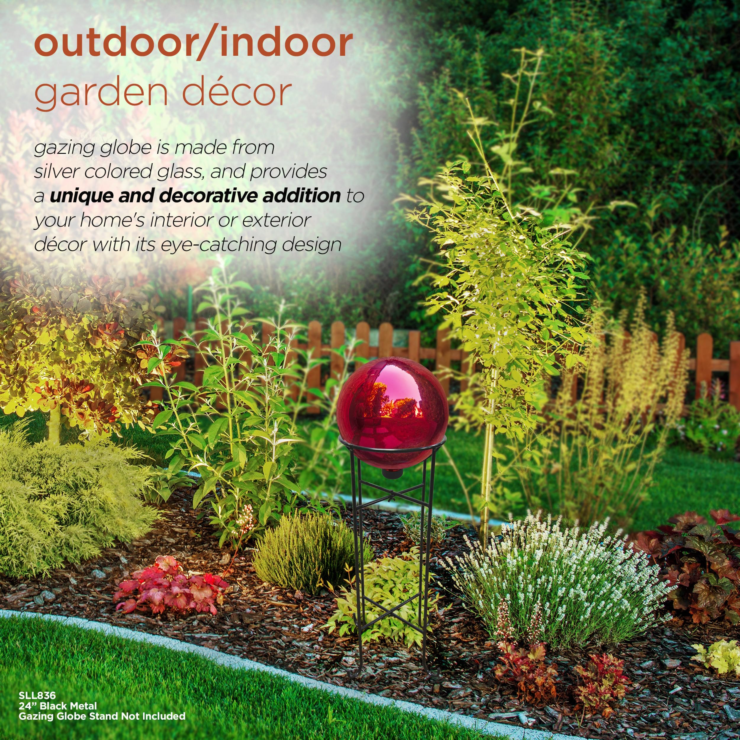 Alpine Corporation | 10" Indoor/Outdoor Glass Gazing Globe — Festive Garden & Yard Décor Accent — Blue