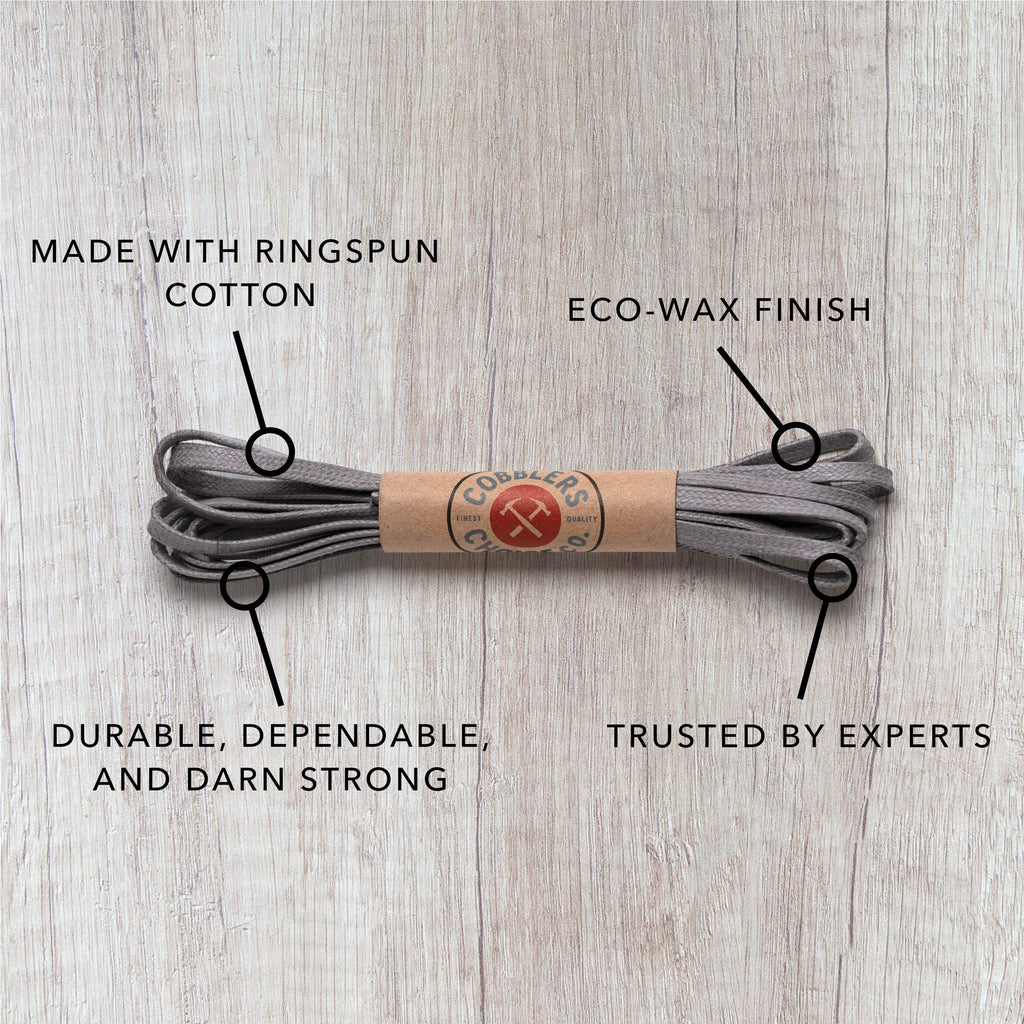 Premium Flat Waxed Cotton Boot Laces - Cobbler's Choice Shoe Laces - Durable and Beautiful!