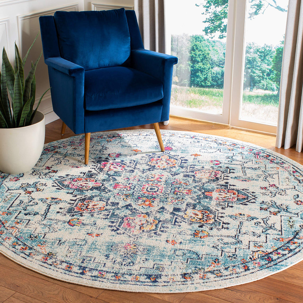 SAFAVIEH Madison Collection Area Rug - 2'2" x 4', Beige & Orange, Boho Chic Distressed Medallion Design, Non-Shedding & Easy to Clean, Ideal for Living Room, Bedroom, Dining Space (MAD473E)