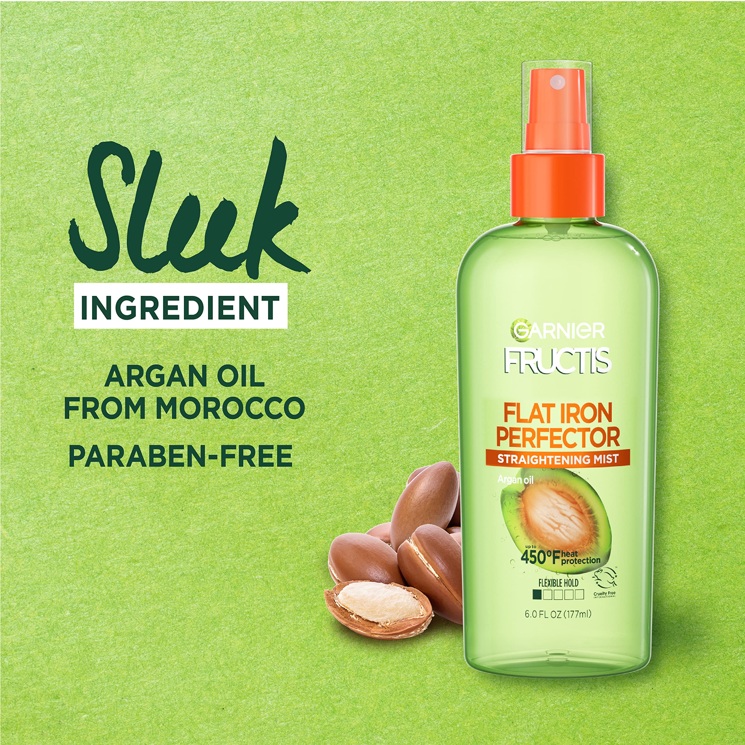Garnier Fructis Style Flat Iron Perfector Straightening Mist for Heat Protection, Argan Oil, 6.0 Fl Oz, 3 Count (Packaging May Vary)