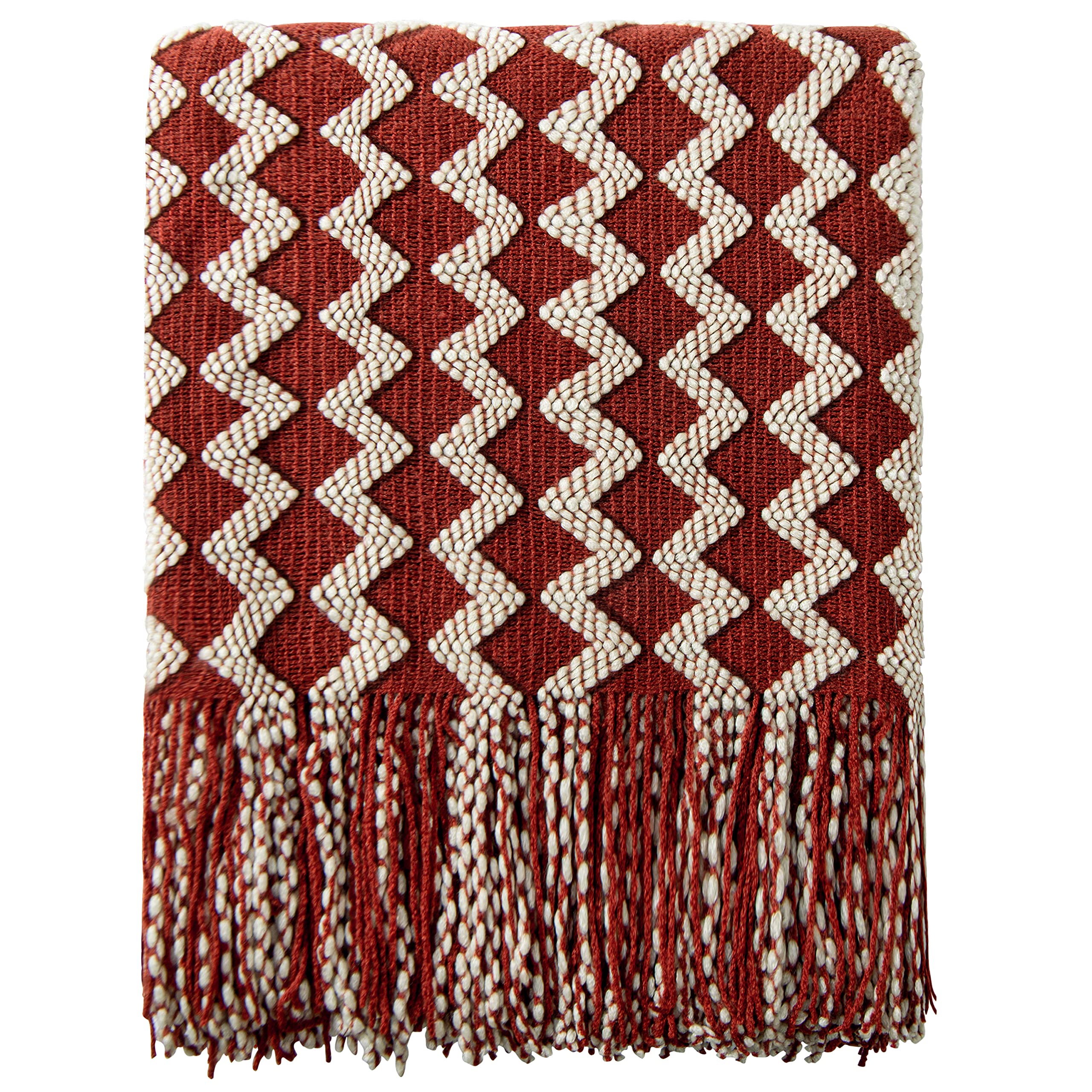 NTBAY Acrylic Knitted Throw Blanket, Lightweight and Soft Cozy Decorative Woven Blanket with Tassels for Travel, Couch, Bed, Sofa, 51x67 Inches, Grey Wave