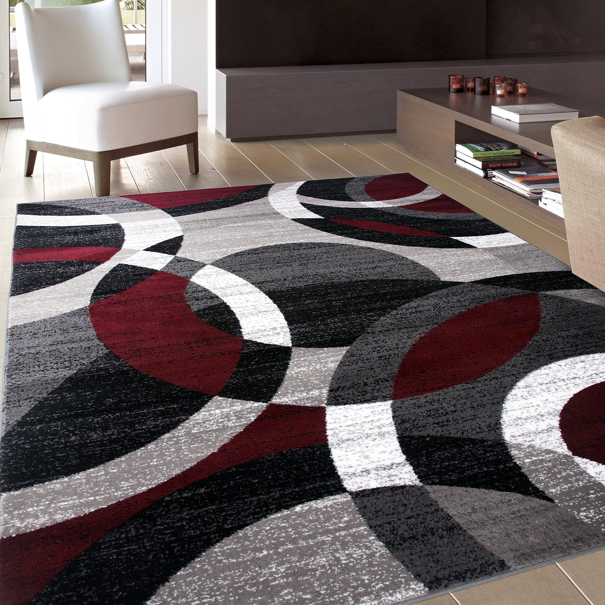 Rugshop Contemporary Modern Circles Abstract Area Rug 2' x 3' Blue