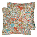 Mika Home Pack of 2 Decorative Pillow Covers Throw Pillow Cases,Paisley Pattern,18X18 Inches,Blue Brown Cream Multicolor