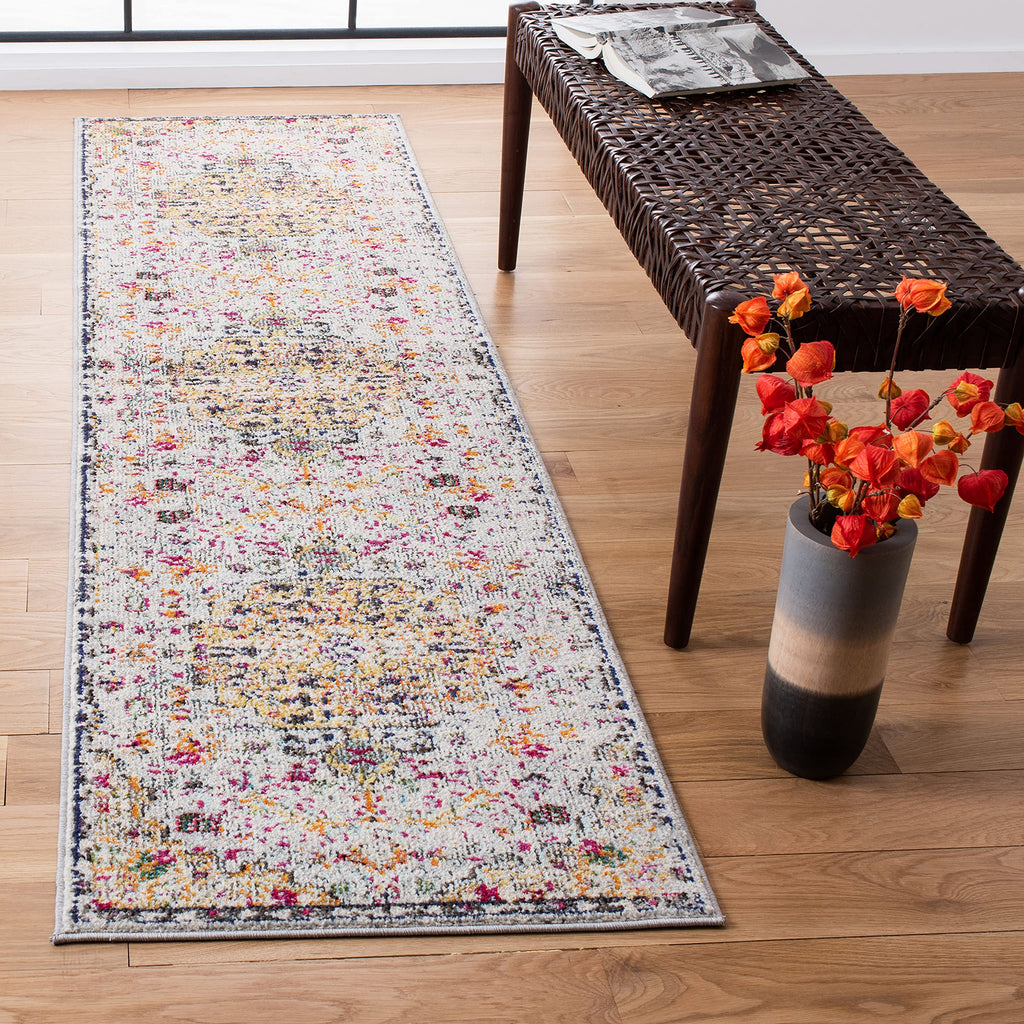 SAFAVIEH Madison Collection Accent Rug - 2'2" x 4', Beige & Black, Medallion Distressed Design, Non-Shedding & Easy Care, Ideal for High Traffic Areas in Entryway, Living Room, Bedroom (MAD447B)