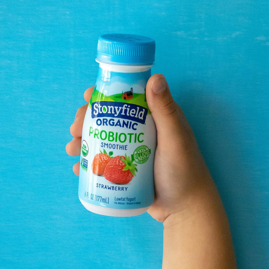 Stonyfield Organic, Low Fat Strawberry Smoothie, 6 oz, 4 Count