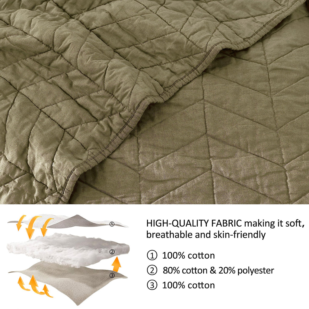 palassio Beige Cotton Quilt Twin Size Bedding Sets with Pillow Sham, White Lightweight Soft Bedspread Coverlet, Tan Cream Quilted Comforter Bed Cover for All Season, 2 Pieces, 68x86 inches