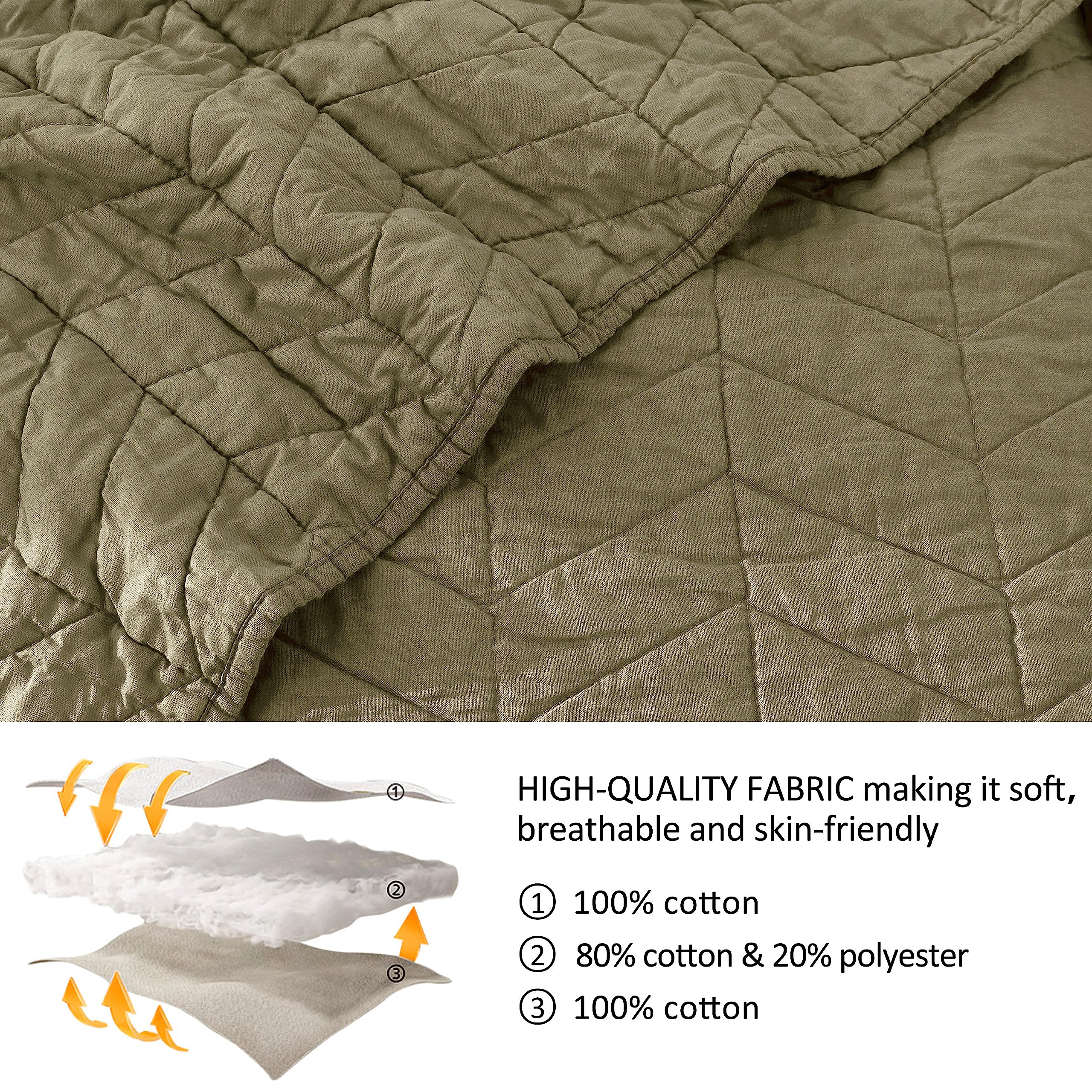 palassio Beige Cotton Quilt Twin Size Bedding Sets with Pillow Sham, White Lightweight Soft Bedspread Coverlet, Tan Cream Quilted Comforter Bed Cover for All Season, 2 Pieces, 68x86 inches