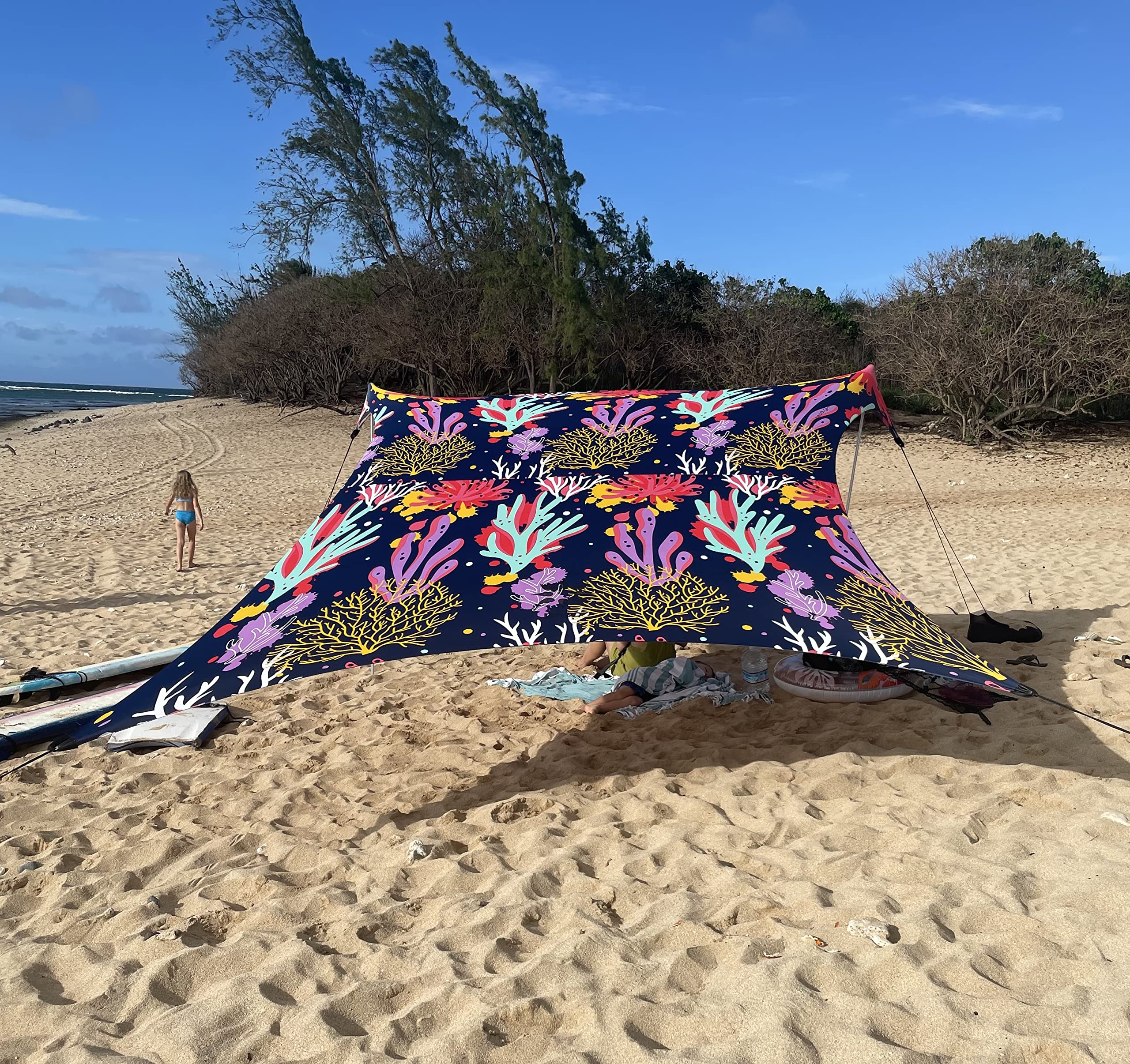 Neso Grande Portable Beach Tent Sun Shelter - Lightweight Beach Shade Canopy - Easy Setup for Family Outings - Patented Reinforced Corners - UPF 50+ Sun Protection - 7ft Tall, 9 x 9ft