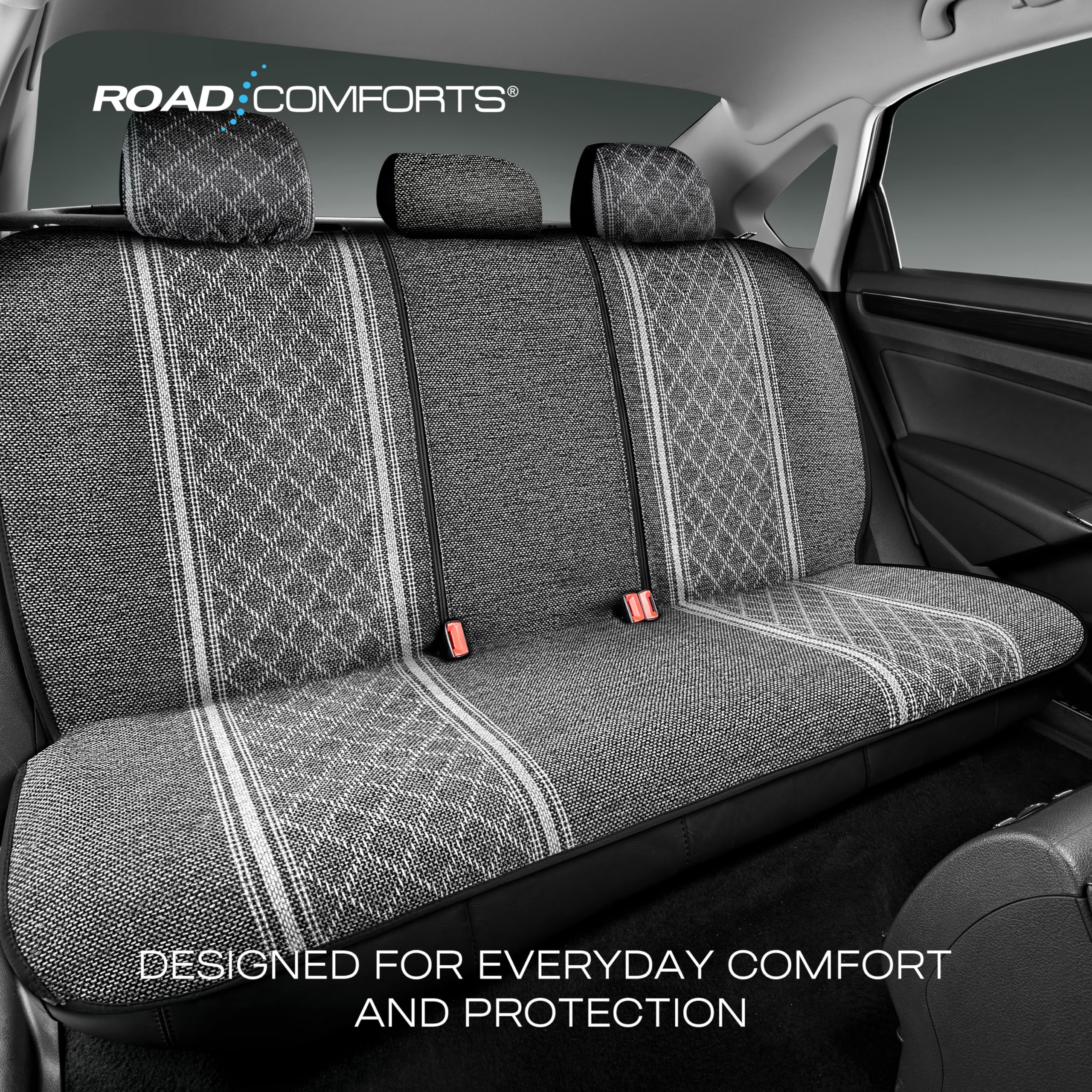 Road Comforts Baja Blanket Seat Covers Gray Diamond Bucket Seat Covers Low Back Full Set - Jacquard Fabric, Airbag Compatible, Universal Fits for Most Cars, Truck, SUV, Vans