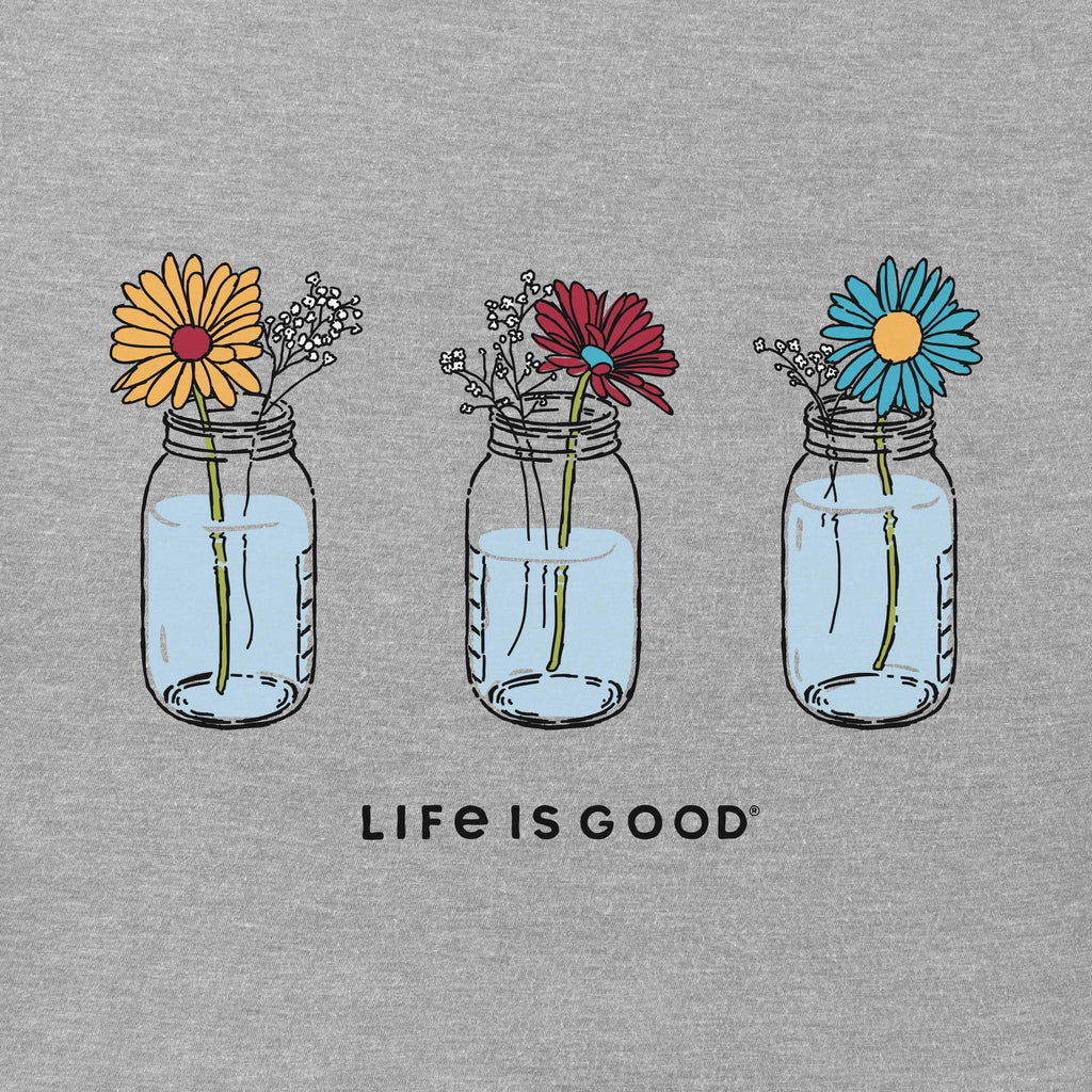 Life is Good Women's Crusher T-Shirts, Short Sleeve Cotton Graphic Tee Shirt, Floral Jars