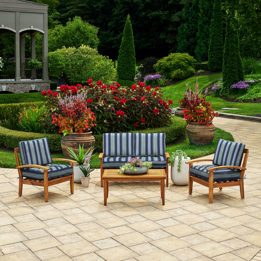Arden Outdoor Plush Modern Tufted Blowfill Deep Seat Set, 24 x 24, Water Repellent, Fade Resistant, Deep Seat Bottom and Back Cushion for Chair and Sofa, Alana Tile