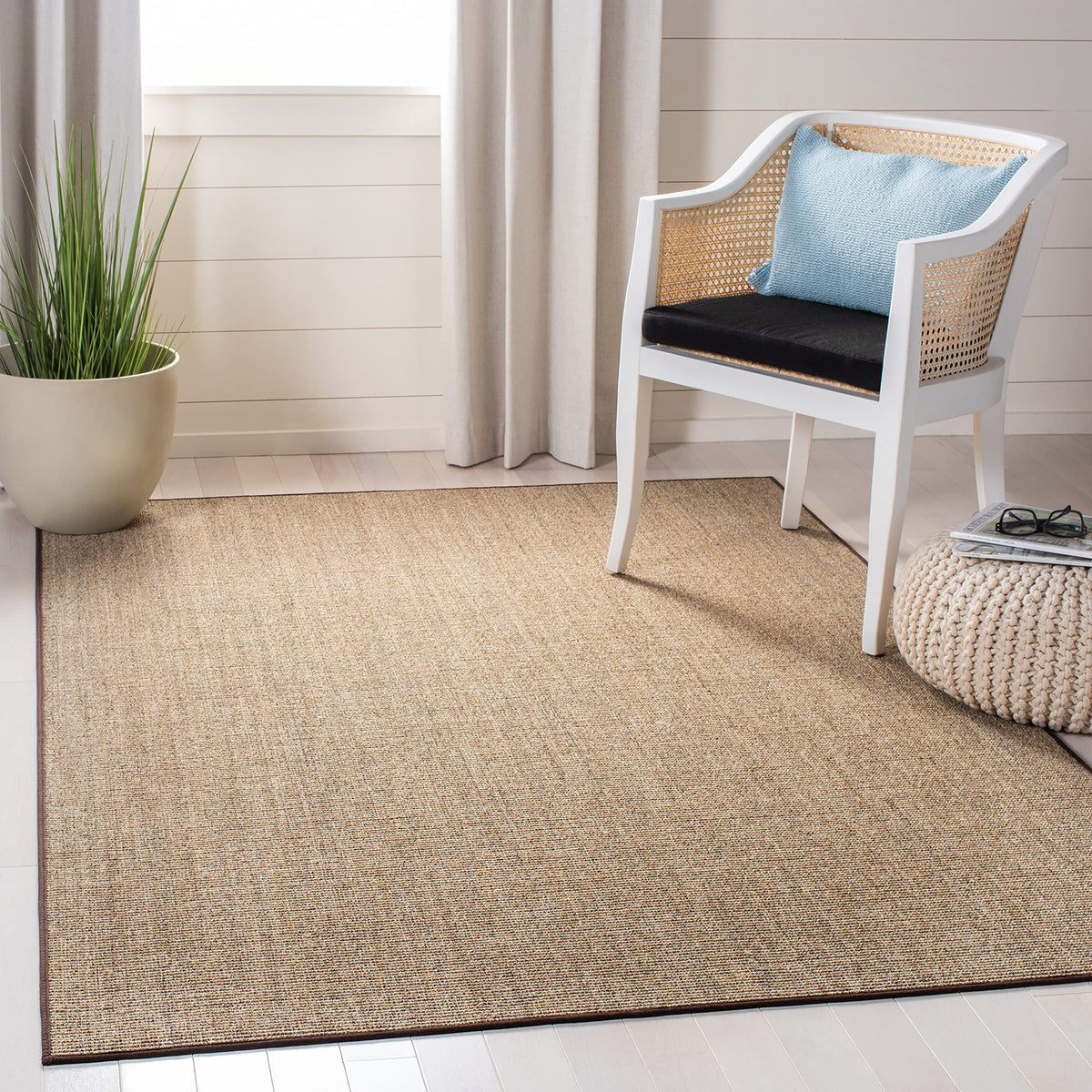 Martha Stewart x SAFAVIEH Area Rug Collection - 1'9" x 2'10", Beige & Ivory, Sisal & Jute, Farmhouse Style, Ideal for Living Room, Bedroom, Office, Dining Space (MSR9501C)