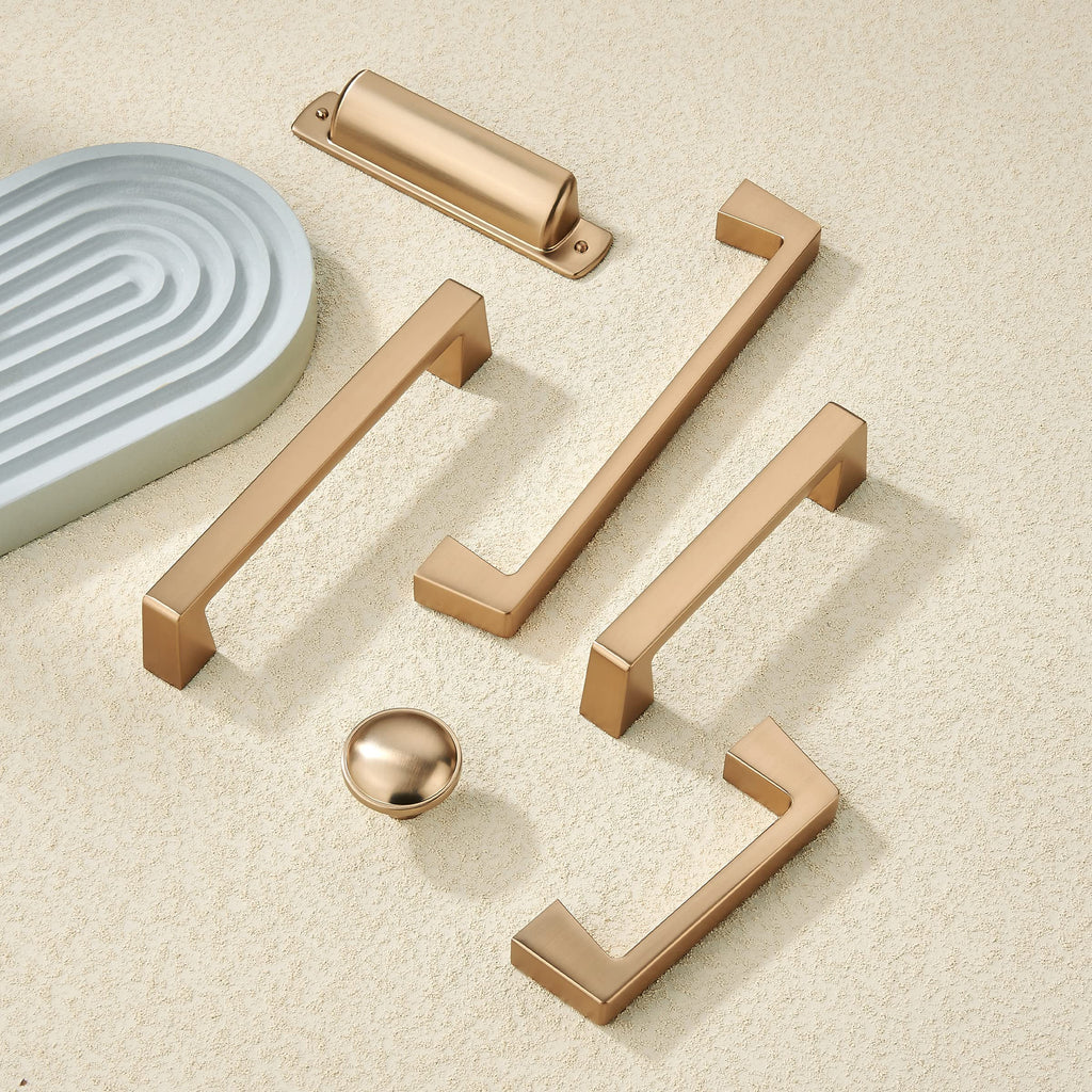 khtumeware 6 Pack 3 Inch(76mm) Kitchen Cabinet Handles Brushed Gold,Brushed Brass Cabinet Pulls Kitchen Cabinet Hardware, Furniture Pulls for Bathroom Cupboard Drawer Handles Dresser Pulls