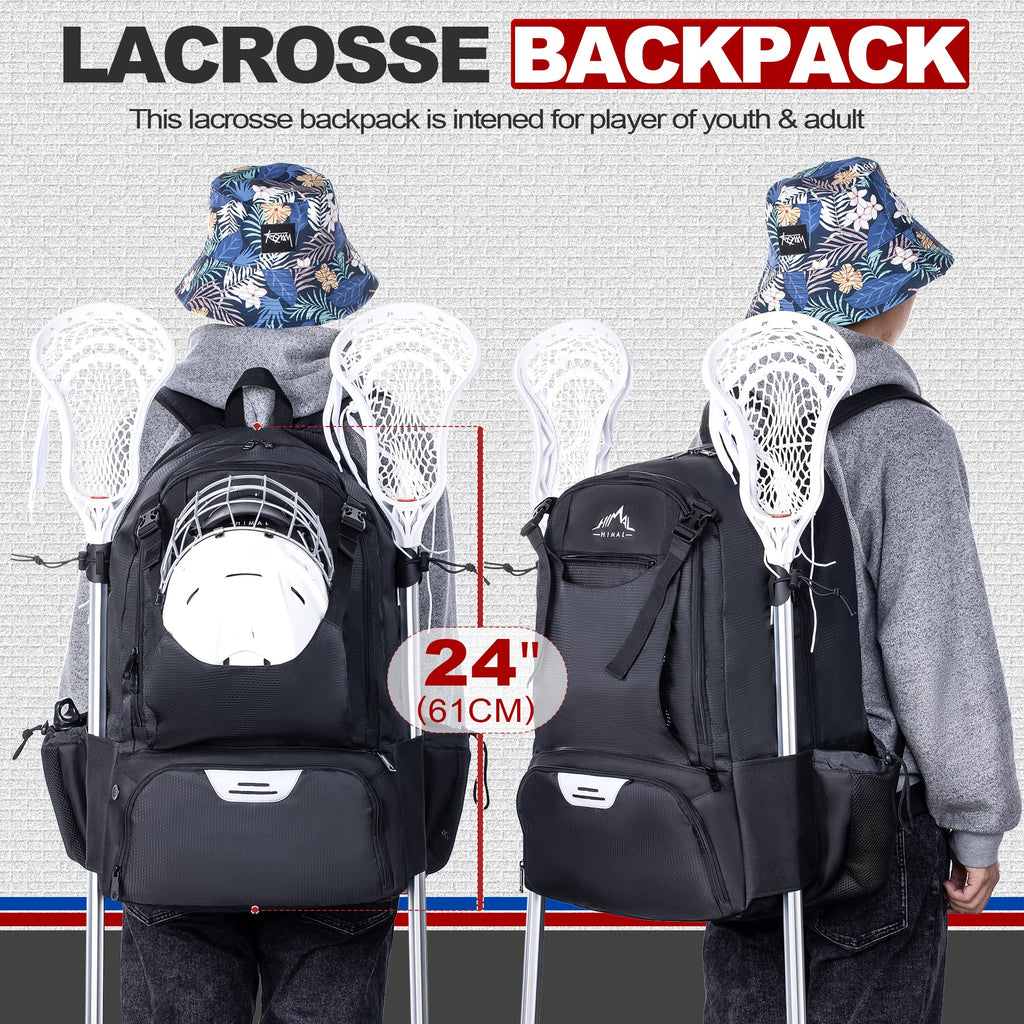 GoHimal Lacrosse Bag Extra Large Lacrosse Backpack with Tow Stick Holder