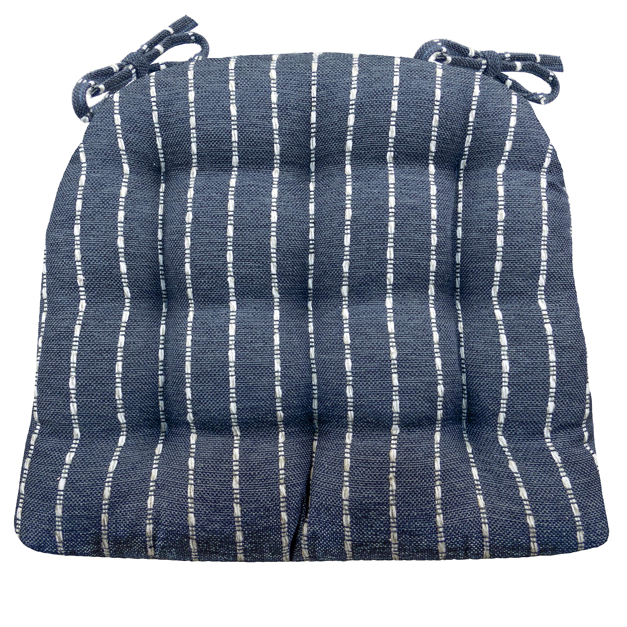 Barnett Home Decor Avante Charcoal Dining Chair Cushions - 15 x 17 Size Small Chair Pad - Latex Foam Fill - Reversible - Made in USA (Dark Gray-Black Stripe/Small)