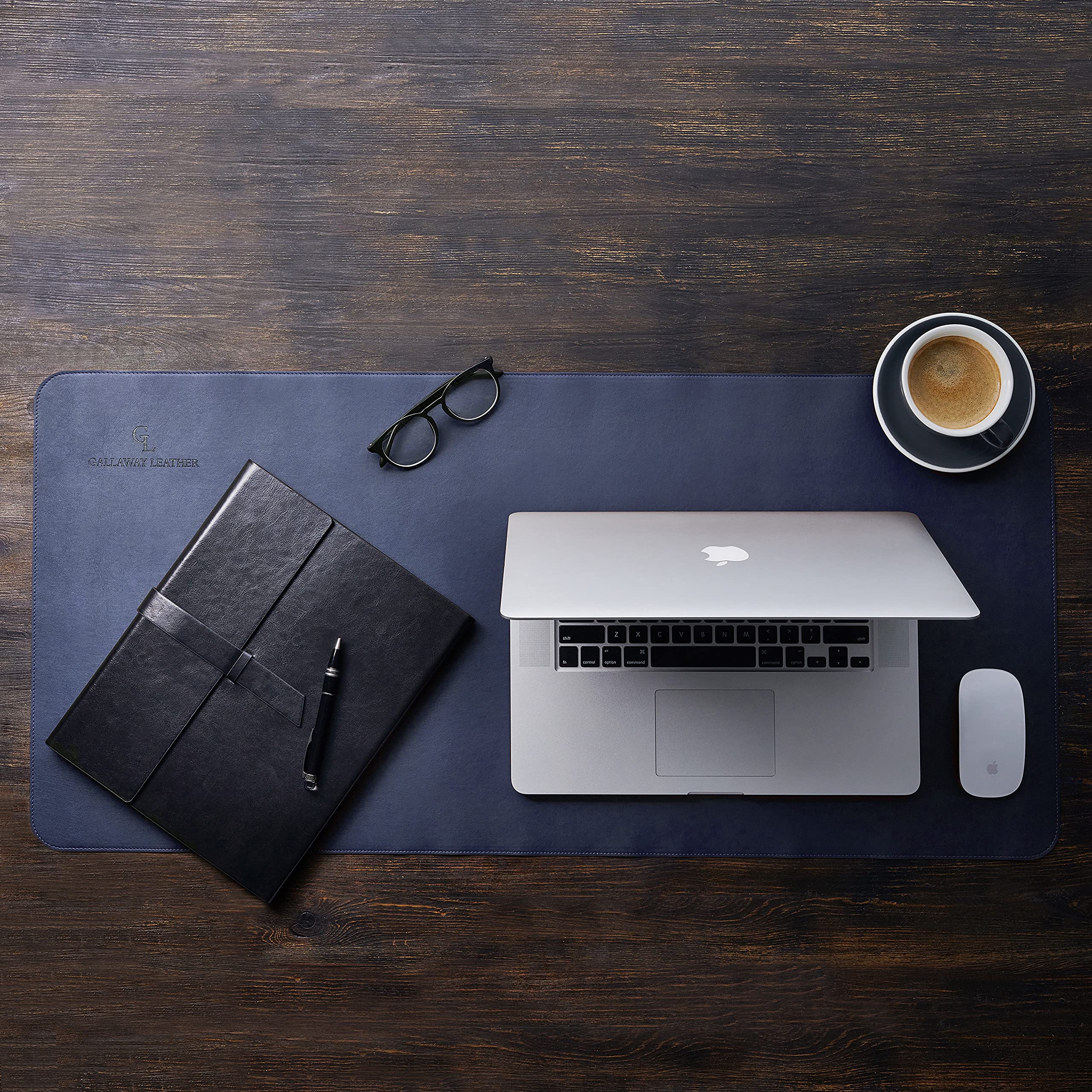 Gallaway Leather Desk Mat,Desk Writing Pad - Office Desk Pad, Medium 24" x 14" Black, Desk Mats on Top of Desks, Gift Ready Elegant Computer Desk Mat Desk Cover Desk Pad Protector PU Leather