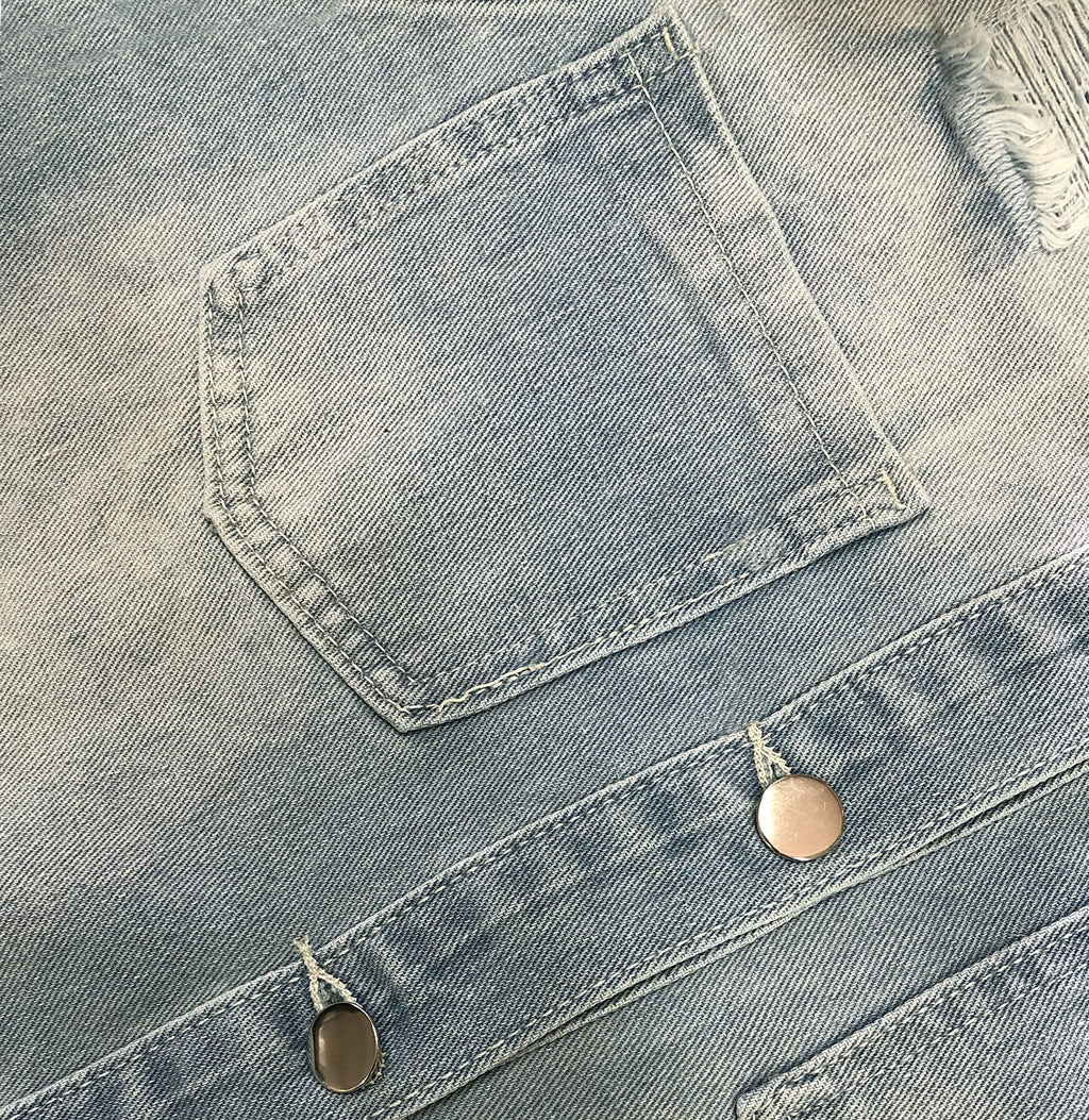 SeNight Women's Jean Jacket Long Sleeve Classic Distressed Fray Hem Tassels Denim Trucker Jackets