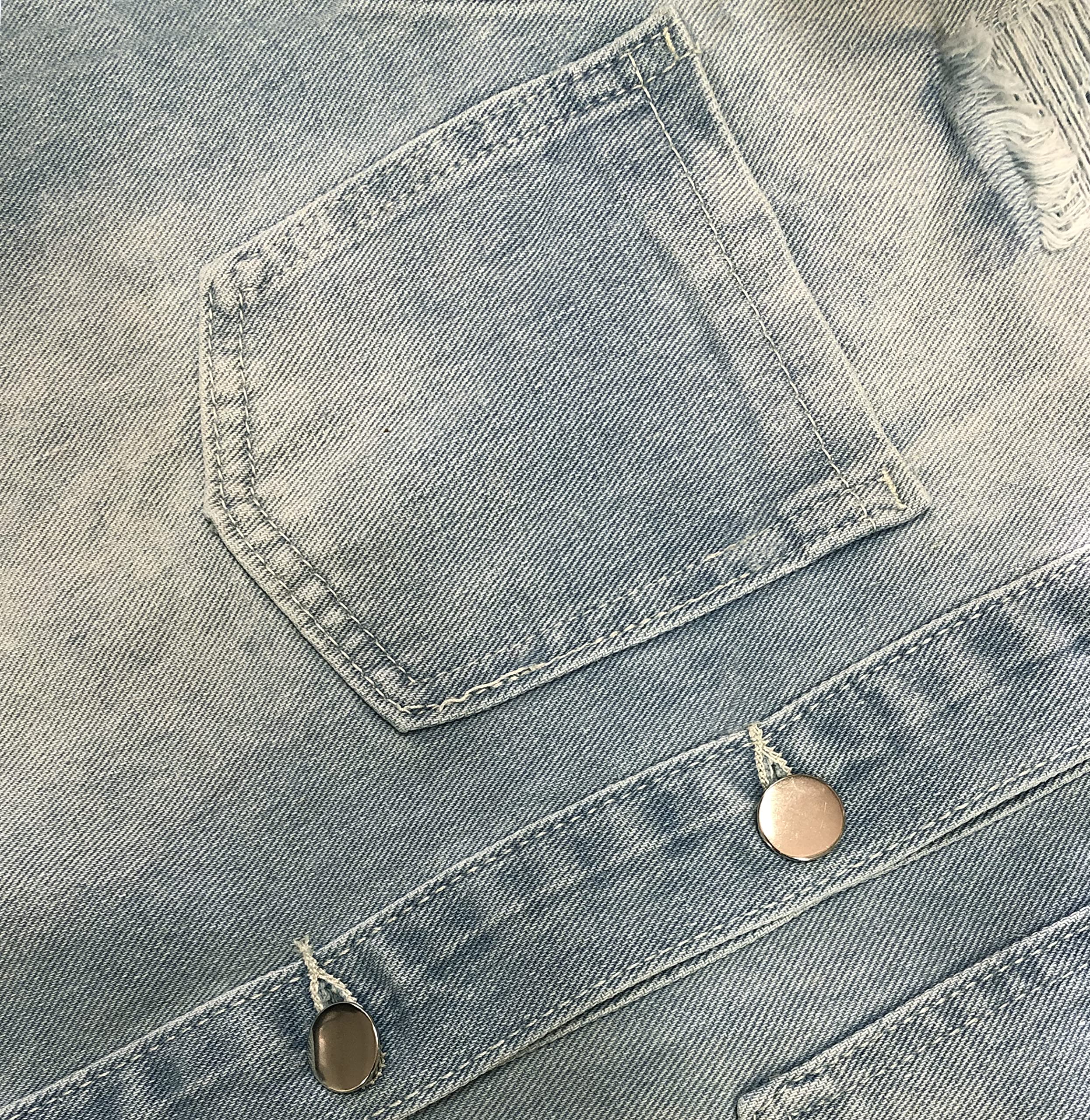 SeNight Women's Jean Jacket Long Sleeve Classic Distressed Fray Hem Tassels Denim Trucker Jackets