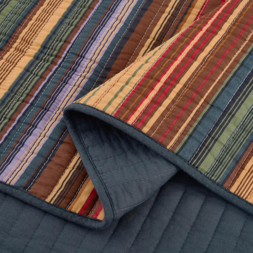 Chezmoi Collection Avery Striped Cotton Quilt Set Twin Size, 2-Piece Soft Pre-Washed 100% Cotton Quilt, Multi-Color Brown