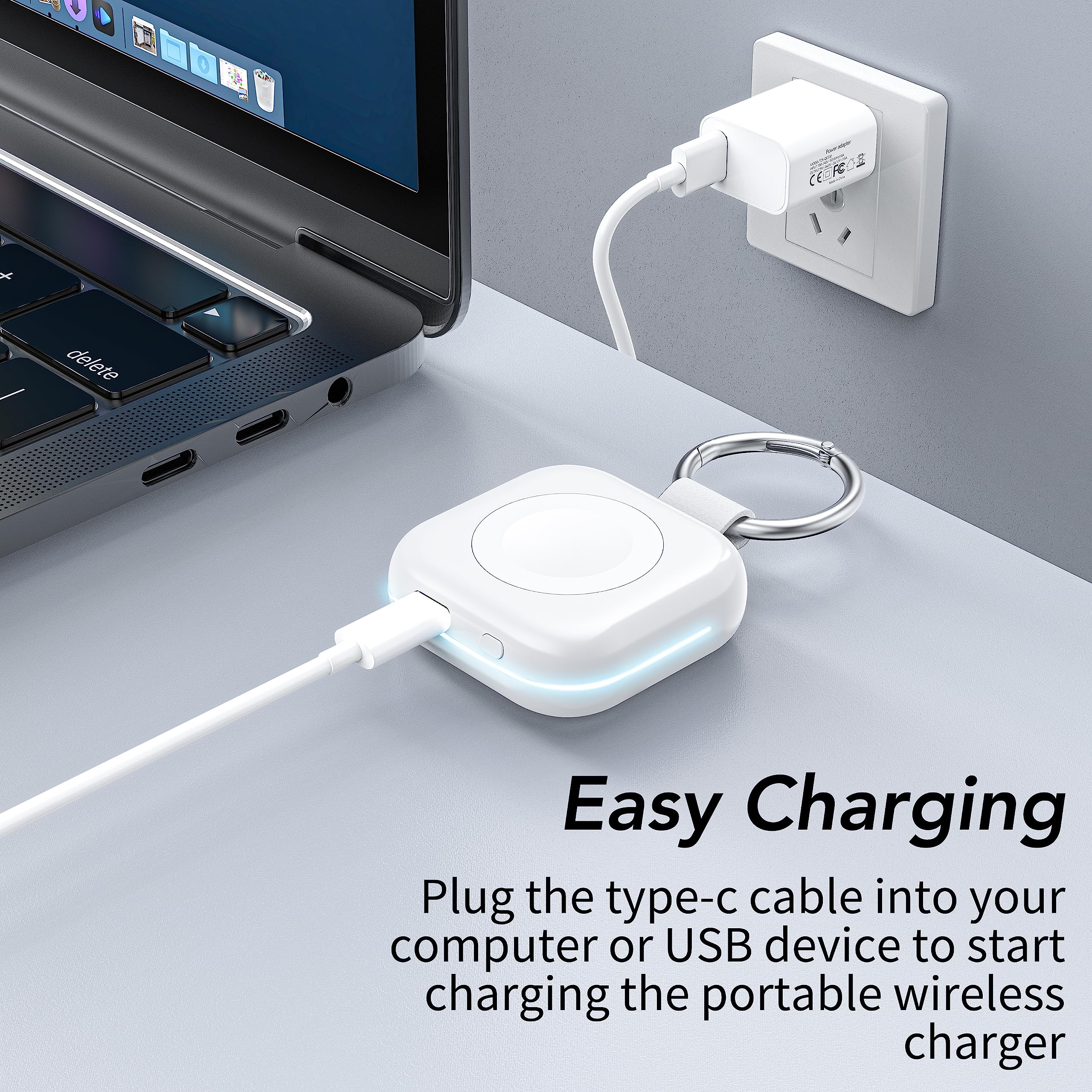 HUOTO Portable Charger for Apple Watch,Wireless Magnetic iWatch Charger 1200mAh Power Bank Travel Keychain Accessories Smart Chargers for Apple Watch Series 11/10/9/8/7/6/SE/5/4/3/2/1/UItra/UItra 2