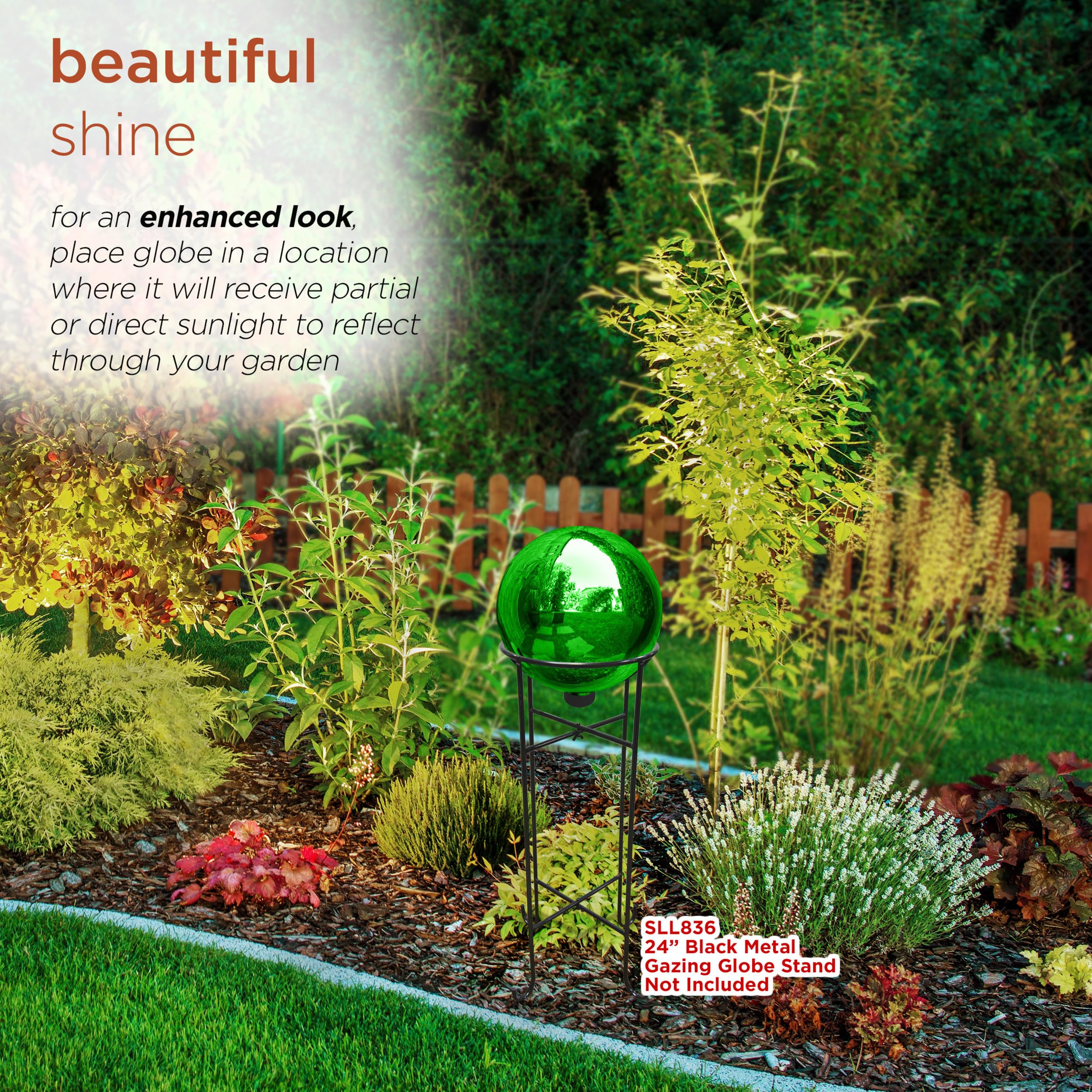 Alpine Corporation | 10" Indoor/Outdoor Glass Gazing Globe — Festive Garden & Yard Décor Accent — Blue