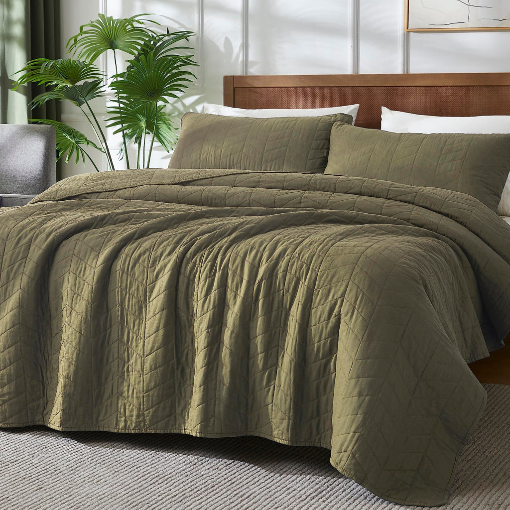 palassio Beige Cotton Quilt Twin Size Bedding Sets with Pillow Sham, White Lightweight Soft Bedspread Coverlet, Tan Cream Quilted Comforter Bed Cover for All Season, 2 Pieces, 68x86 inches