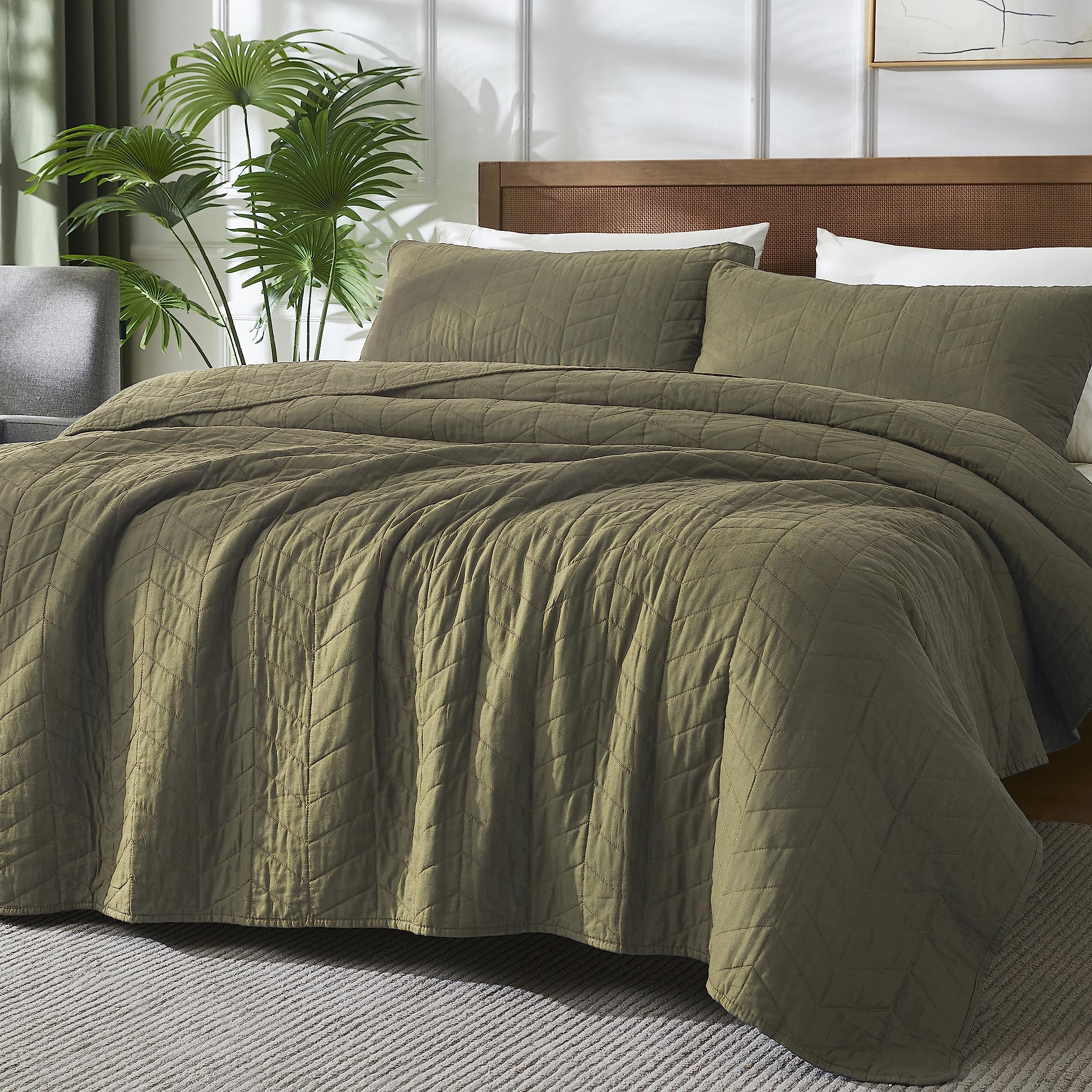 palassio Beige Cotton Quilt Twin Size Bedding Sets with Pillow Sham, White Lightweight Soft Bedspread Coverlet, Tan Cream Quilted Comforter Bed Cover for All Season, 2 Pieces, 68x86 inches