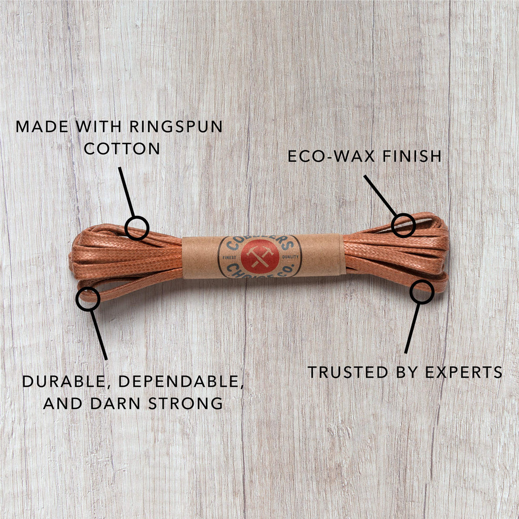 Premium Flat Waxed Cotton Boot Laces - Cobbler's Choice Shoe Laces - Durable and Beautiful!