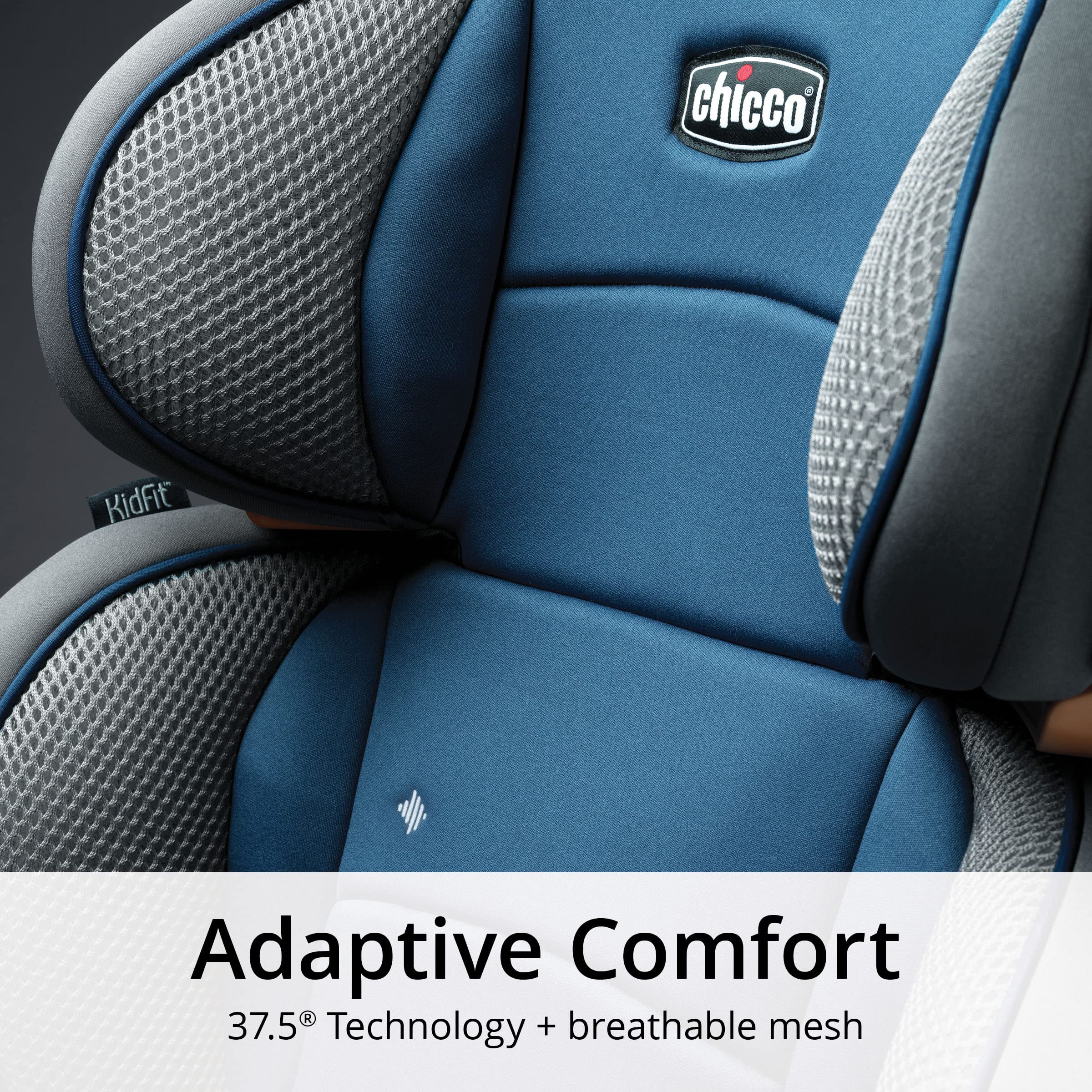 Chicco KidFit Adapt Plus 2-in-1 Belt-Positioning Booster Car Seat, Backless and High Back Booster Seat, for Children Aged 4 Years and up and 40-100 lbs., Vapor/Grey